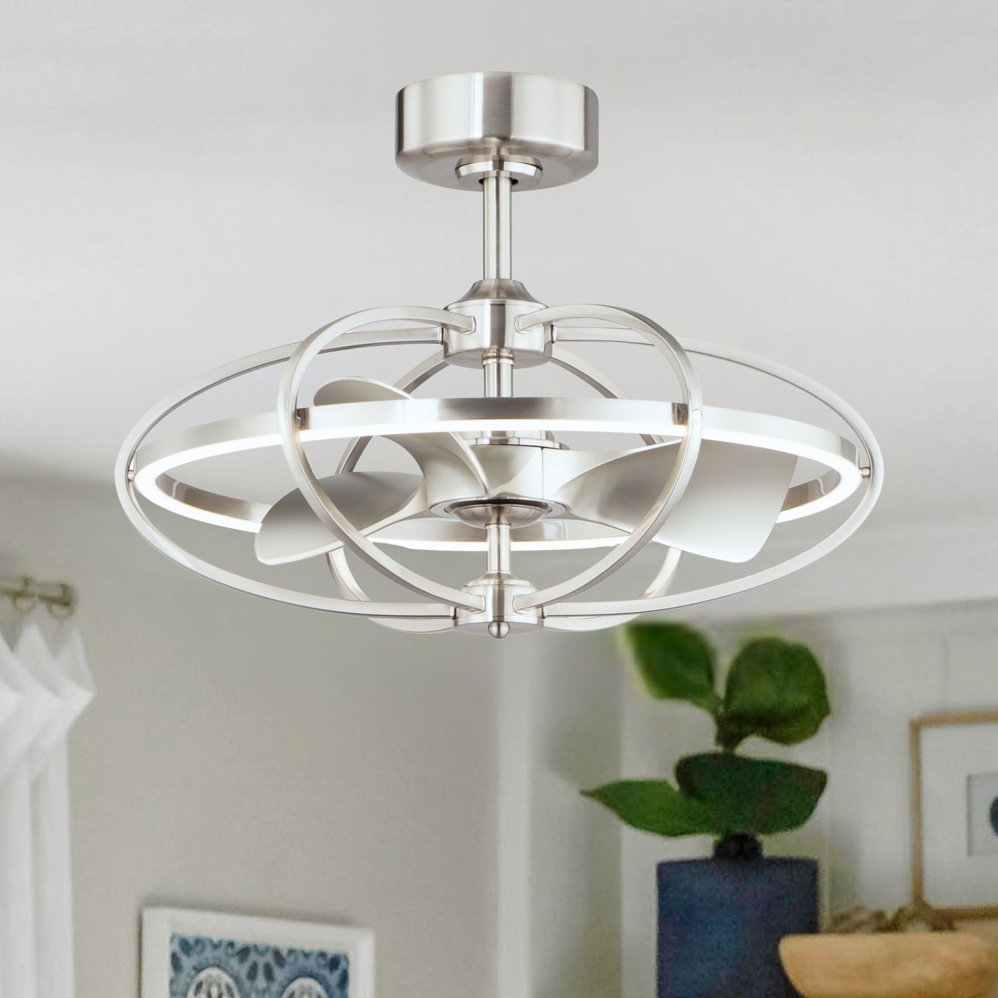 Corona Wifi-Enabled LED Fandelight 28 Inch Nickel Finish