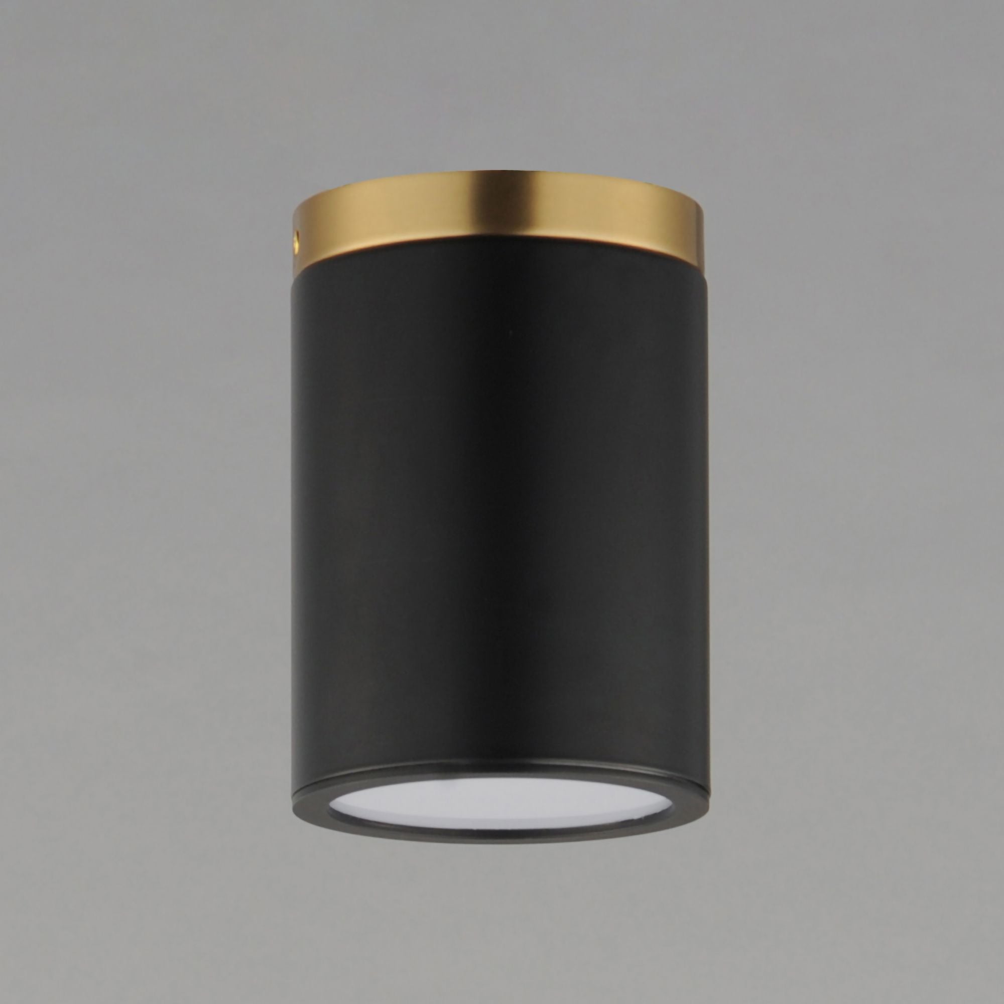 Dapper 7" Flush Mount, Black & Antique Brass Finish