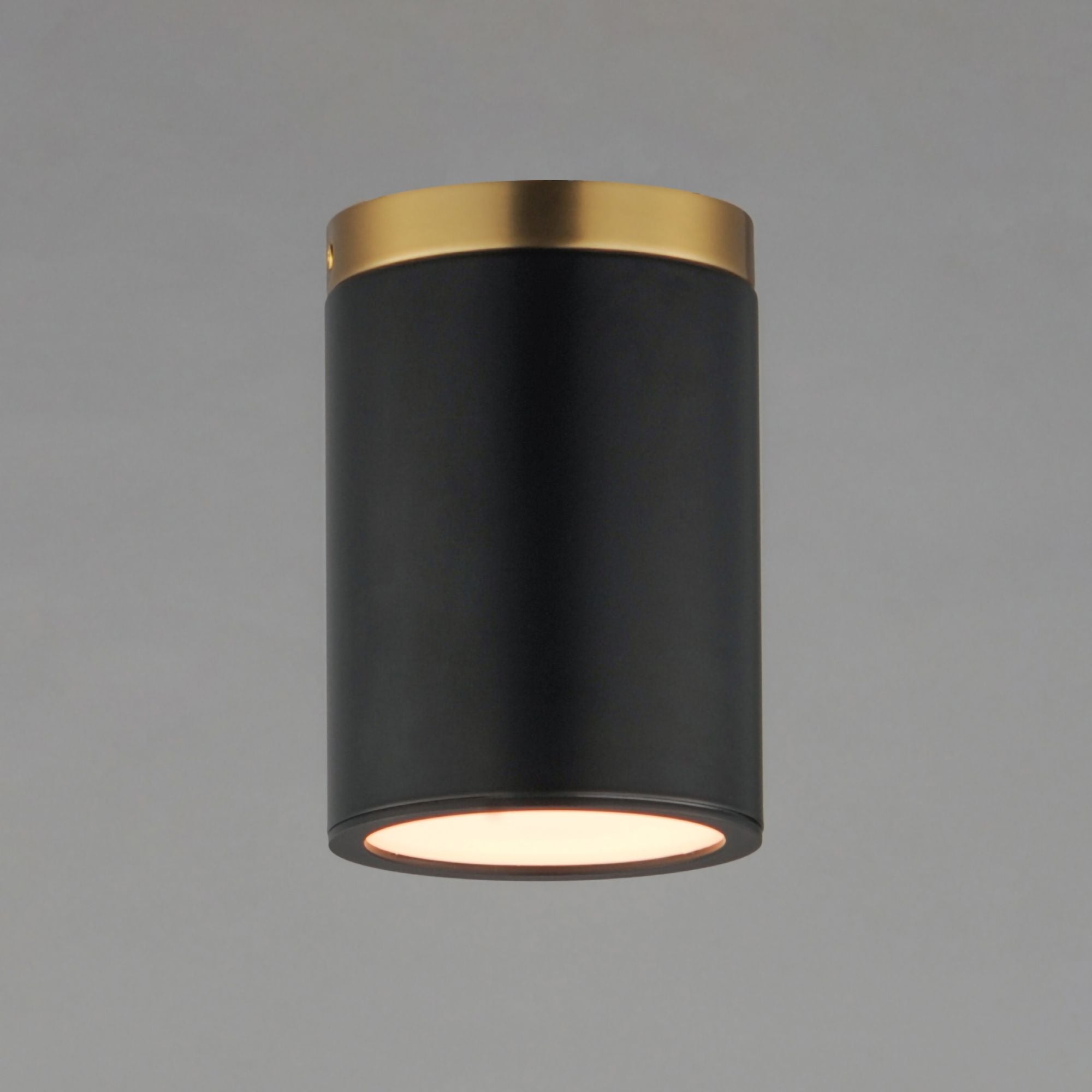 Dapper 7" Flush Mount, Black & Antique Brass Finish