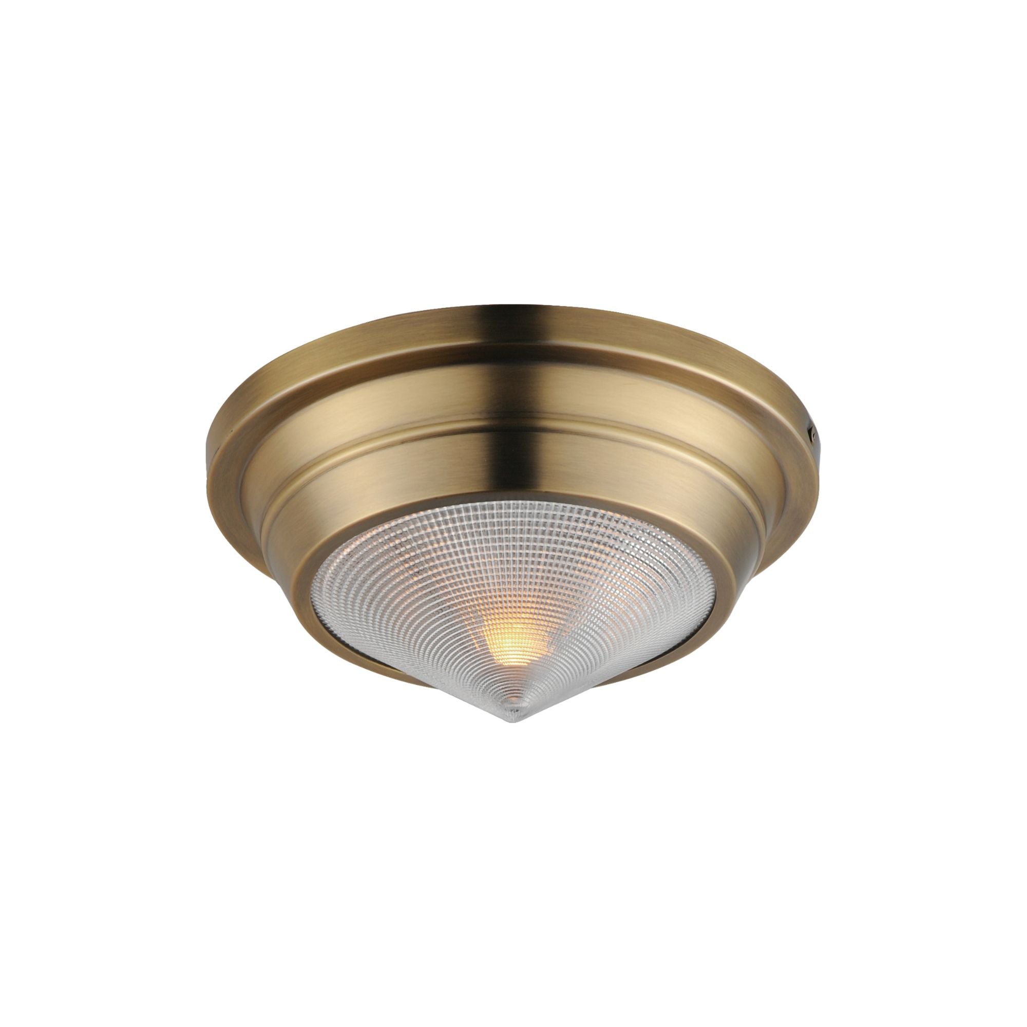 Hargreaves 10" Flush Mount, Natural Aged Brass Finish