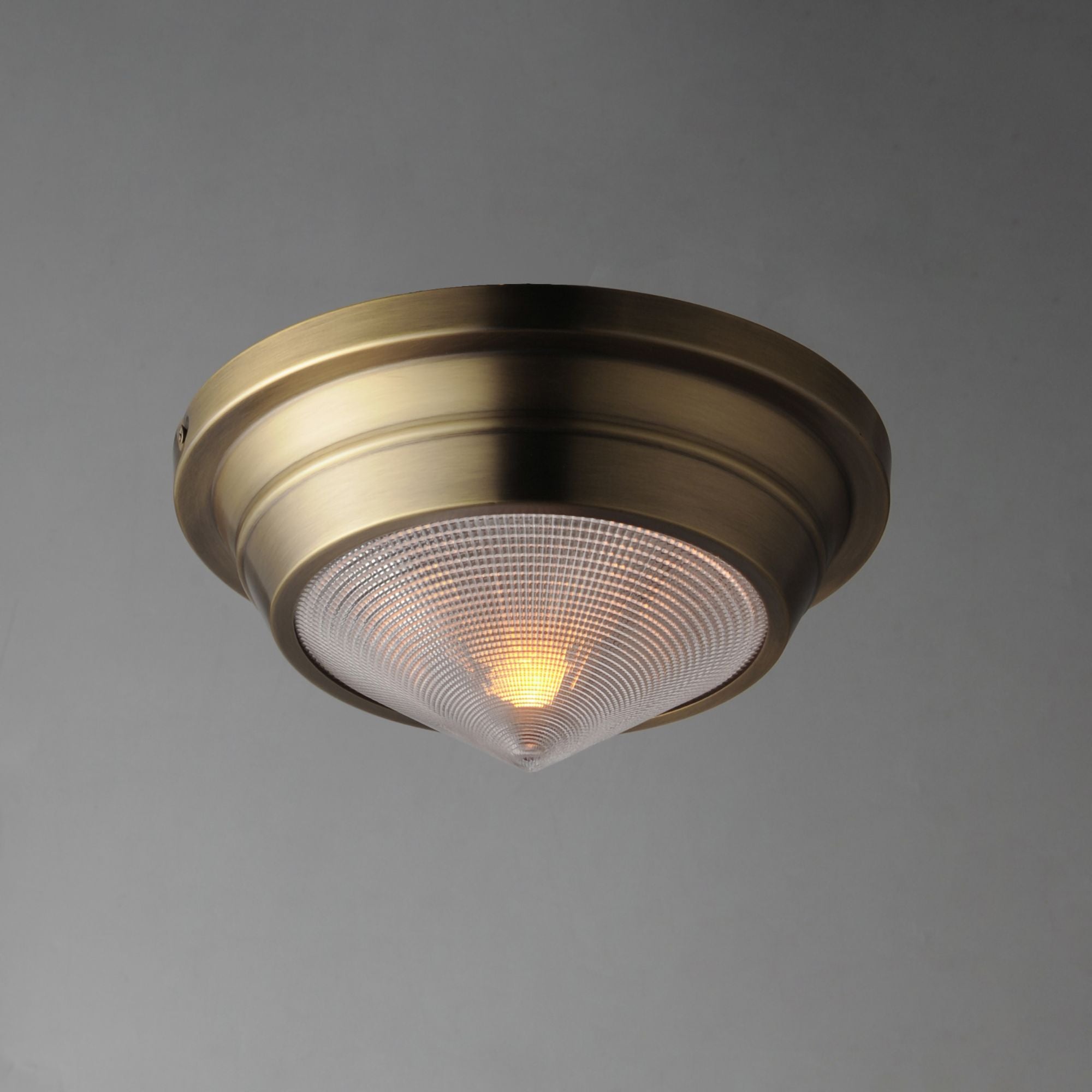Hargreaves 10" Flush Mount, Natural Aged Brass Finish
