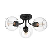 Knox 18" 3-Light Semi-Flush Mount, Black Finish