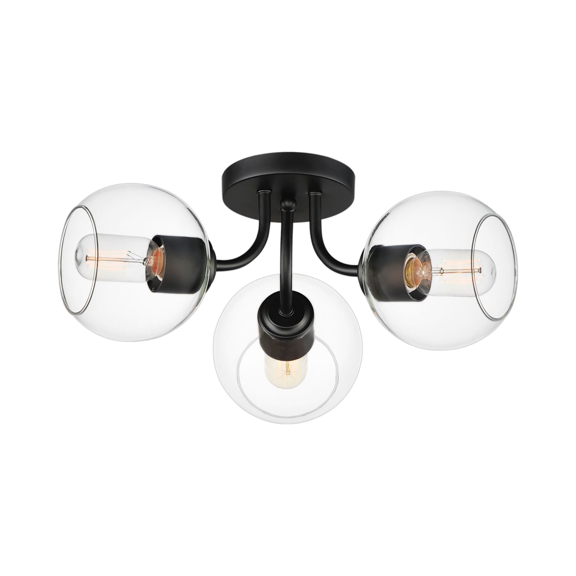 Knox 18" 3-Light Semi-Flush Mount, Black Finish