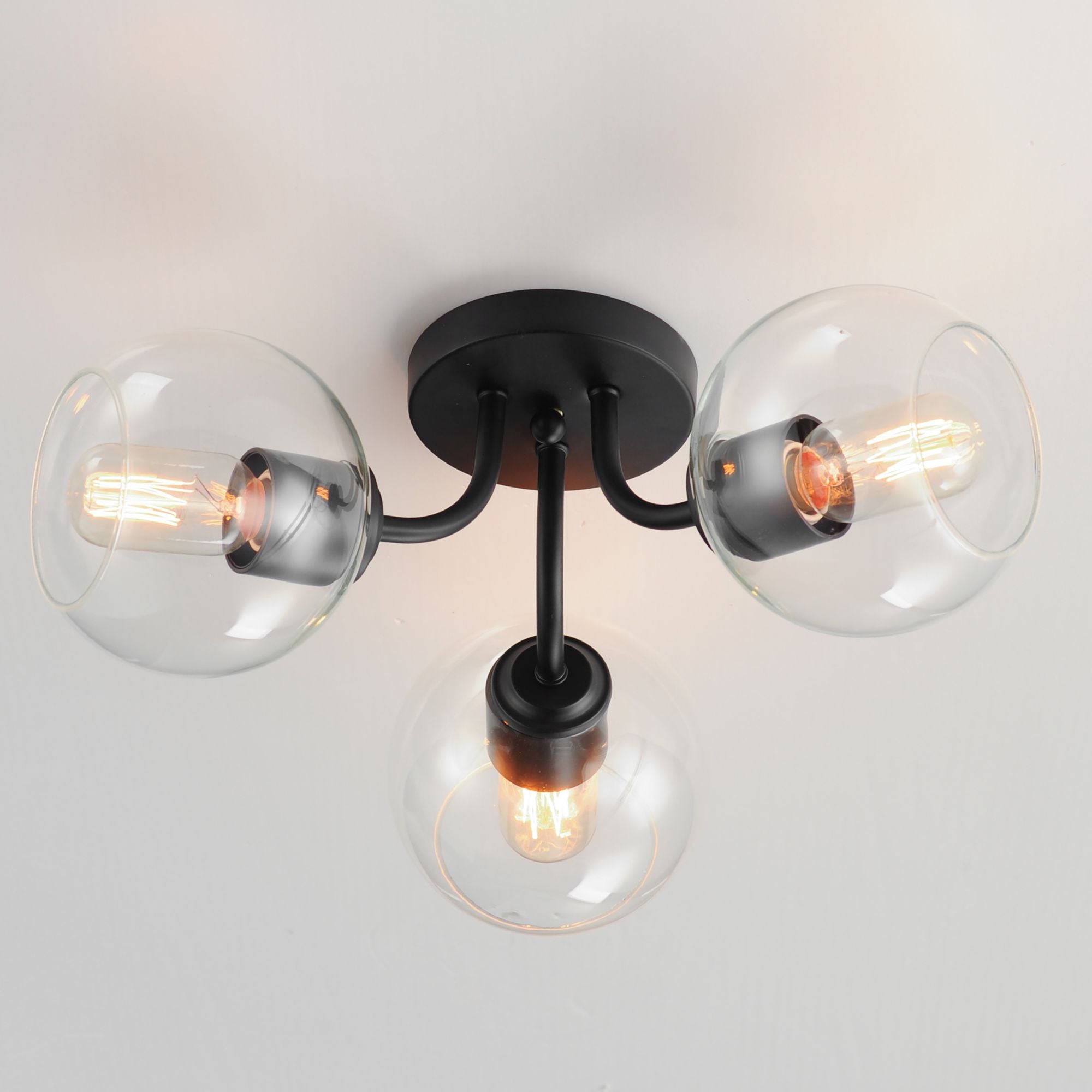 Knox 18" 3-Light Semi-Flush Mount, Black Finish