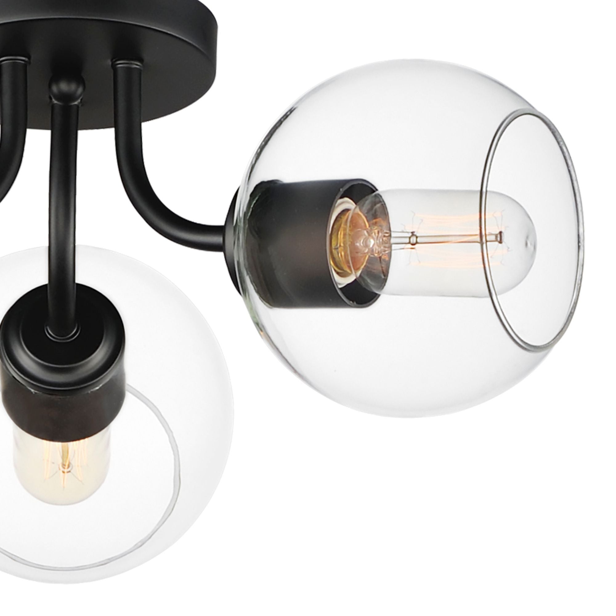 Knox 18" 3-Light Semi-Flush Mount, Black Finish