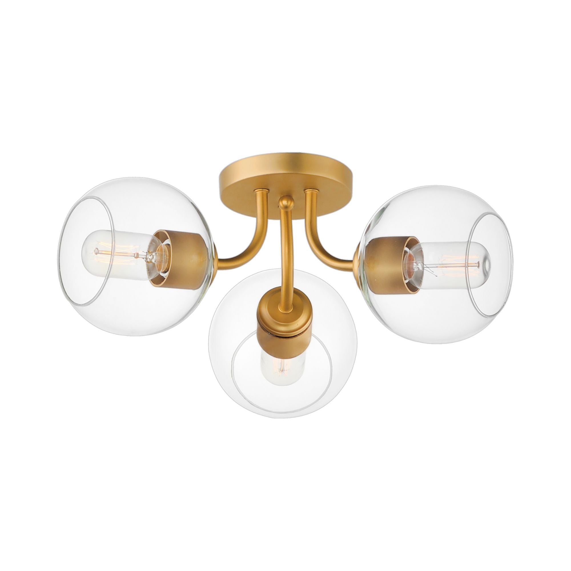 Knox 18" 3-Light Semi-Flush Mount, Natural Aged Brass Finish