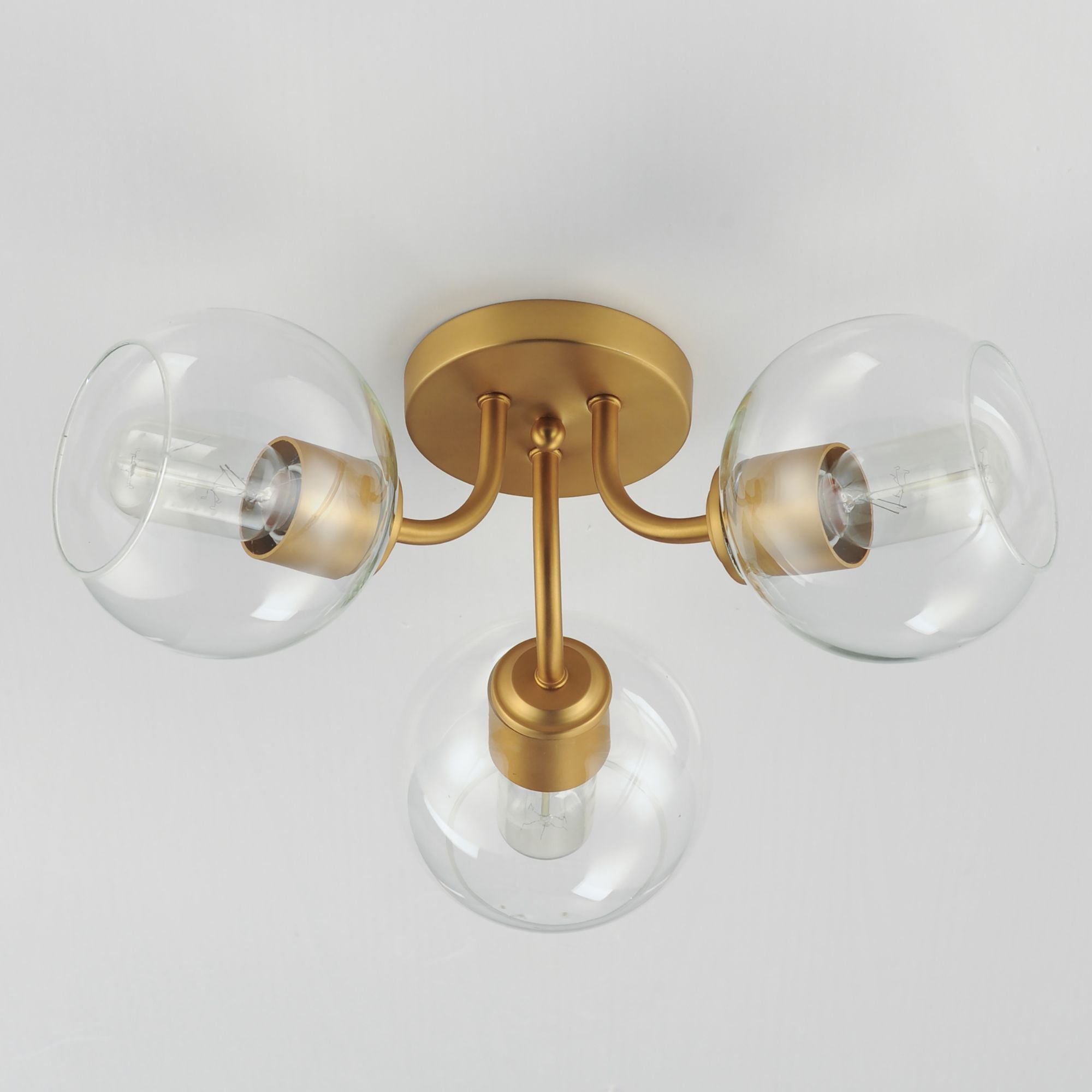 Knox 18" 3-Light Semi-Flush Mount, Natural Aged Brass Finish