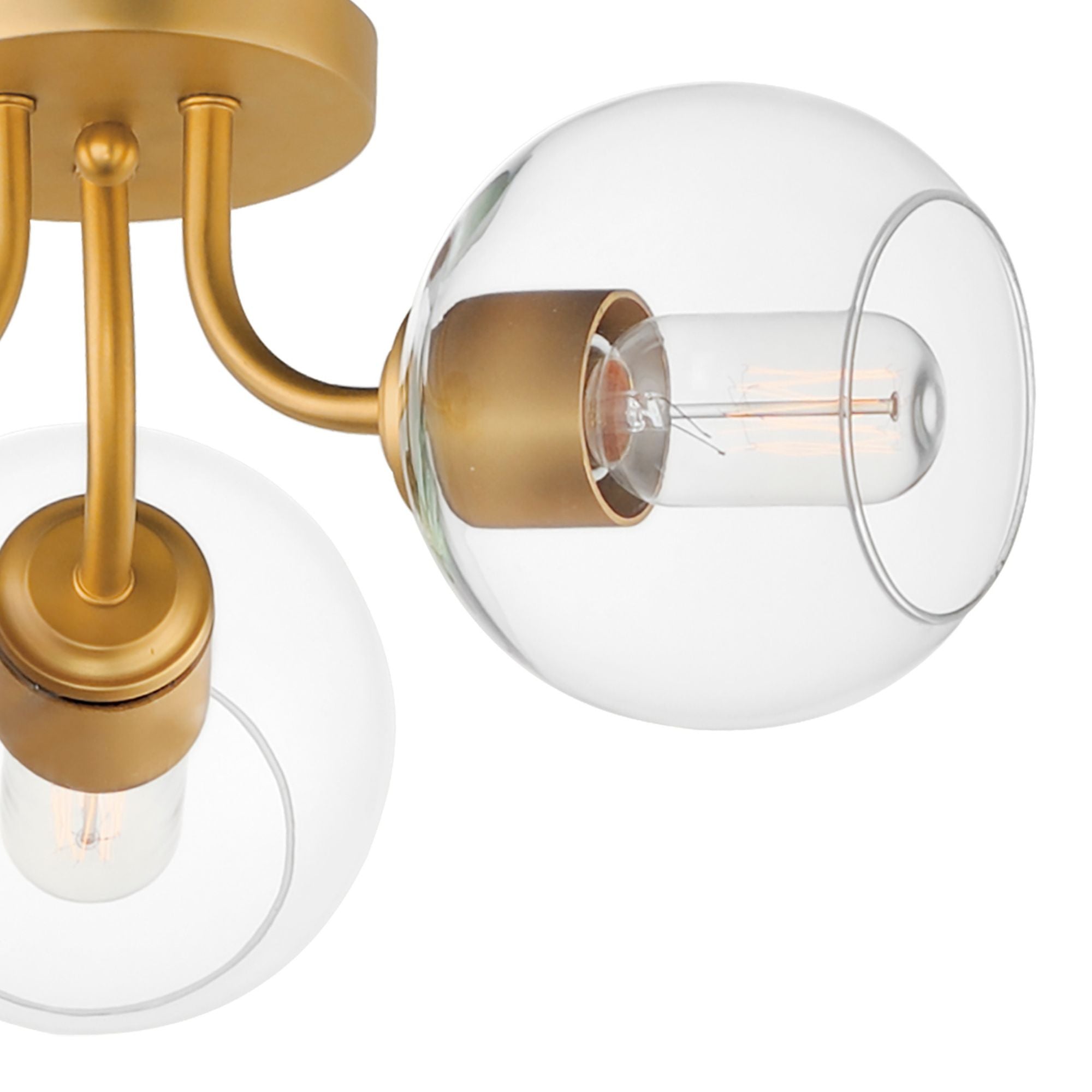 Knox 18" 3-Light Semi-Flush Mount, Natural Aged Brass Finish