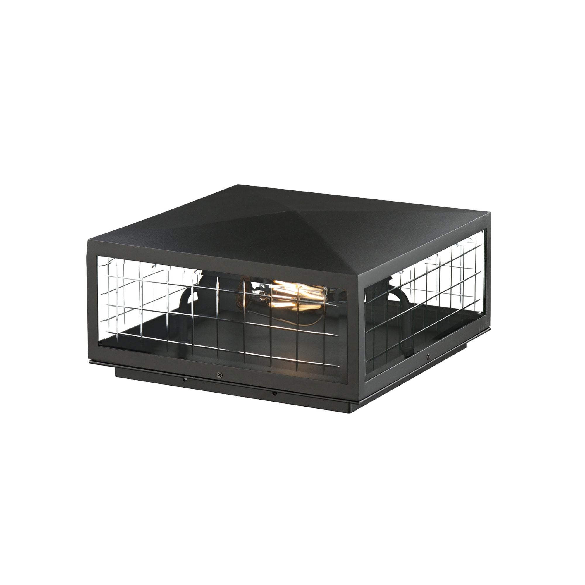 Magnus 13" 2-Light Outdoor Column Light / Deck Cap Lantern, Black Finish