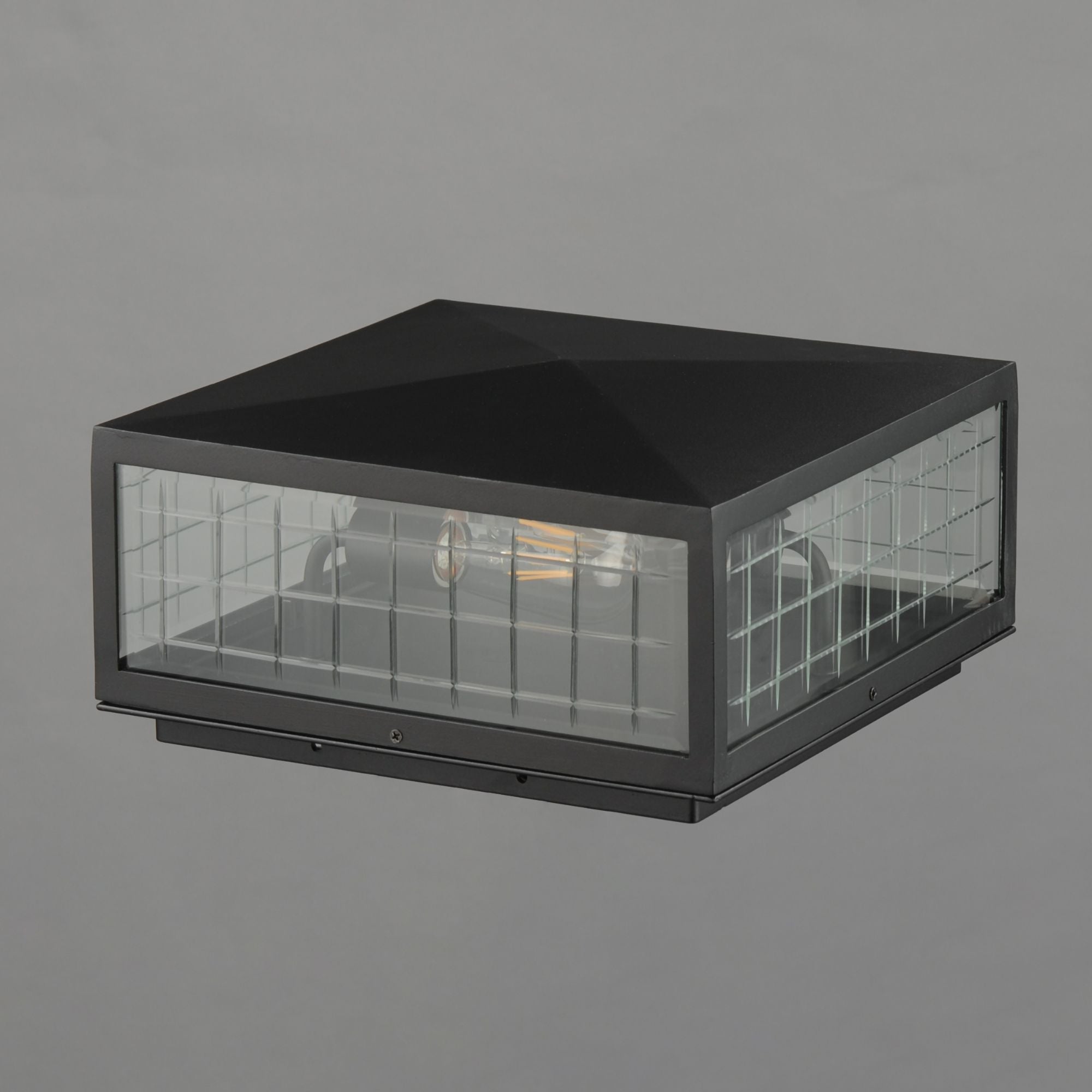 Magnus 13" 2-Light Outdoor Column Light / Deck Cap Lantern, Black Finish