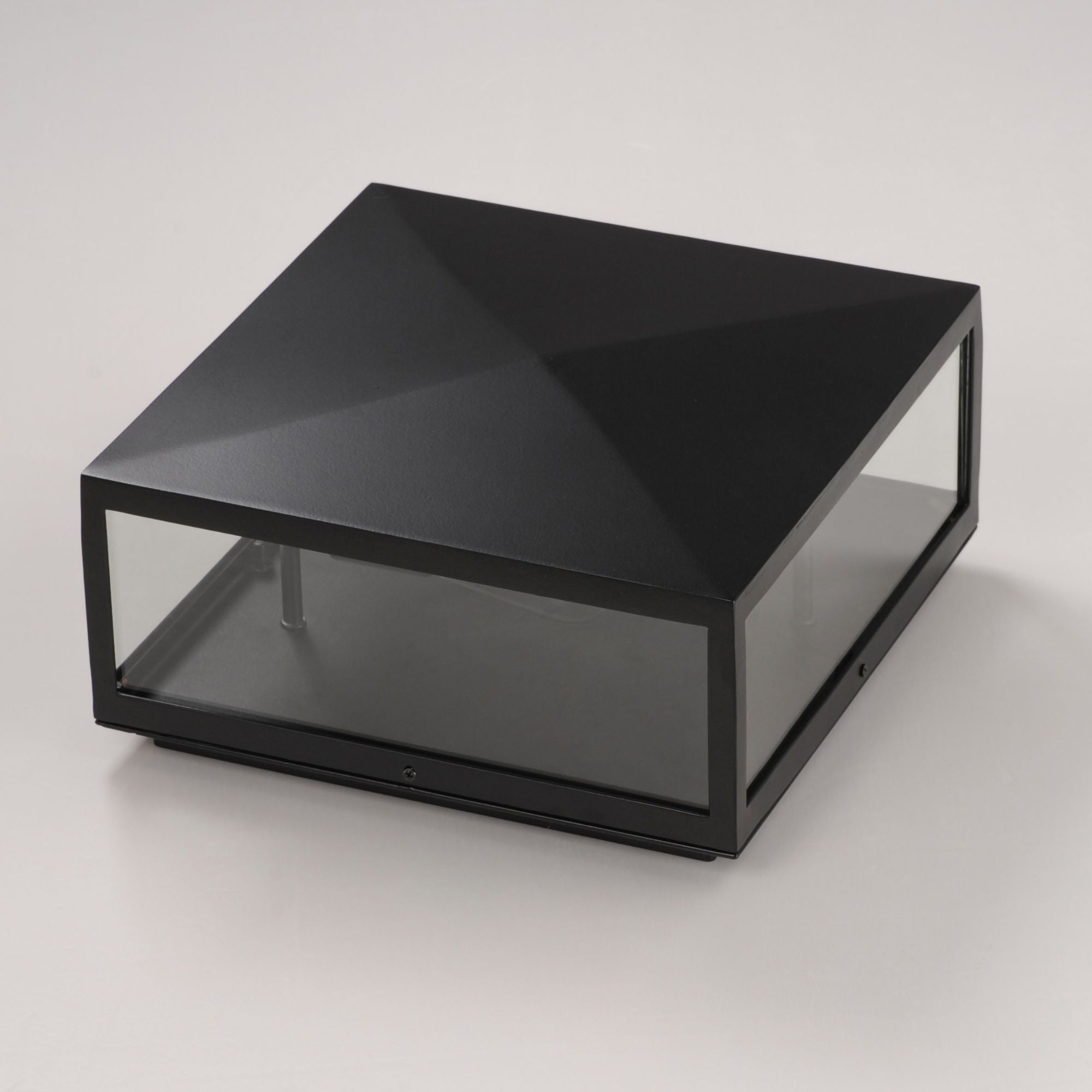 Magnus 13" 2-Light Outdoor Column Light / Deck Cap Lantern, Black Finish