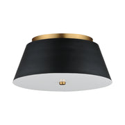 Miles 16" LED Flush Mount, Black & Aged Brass Finish