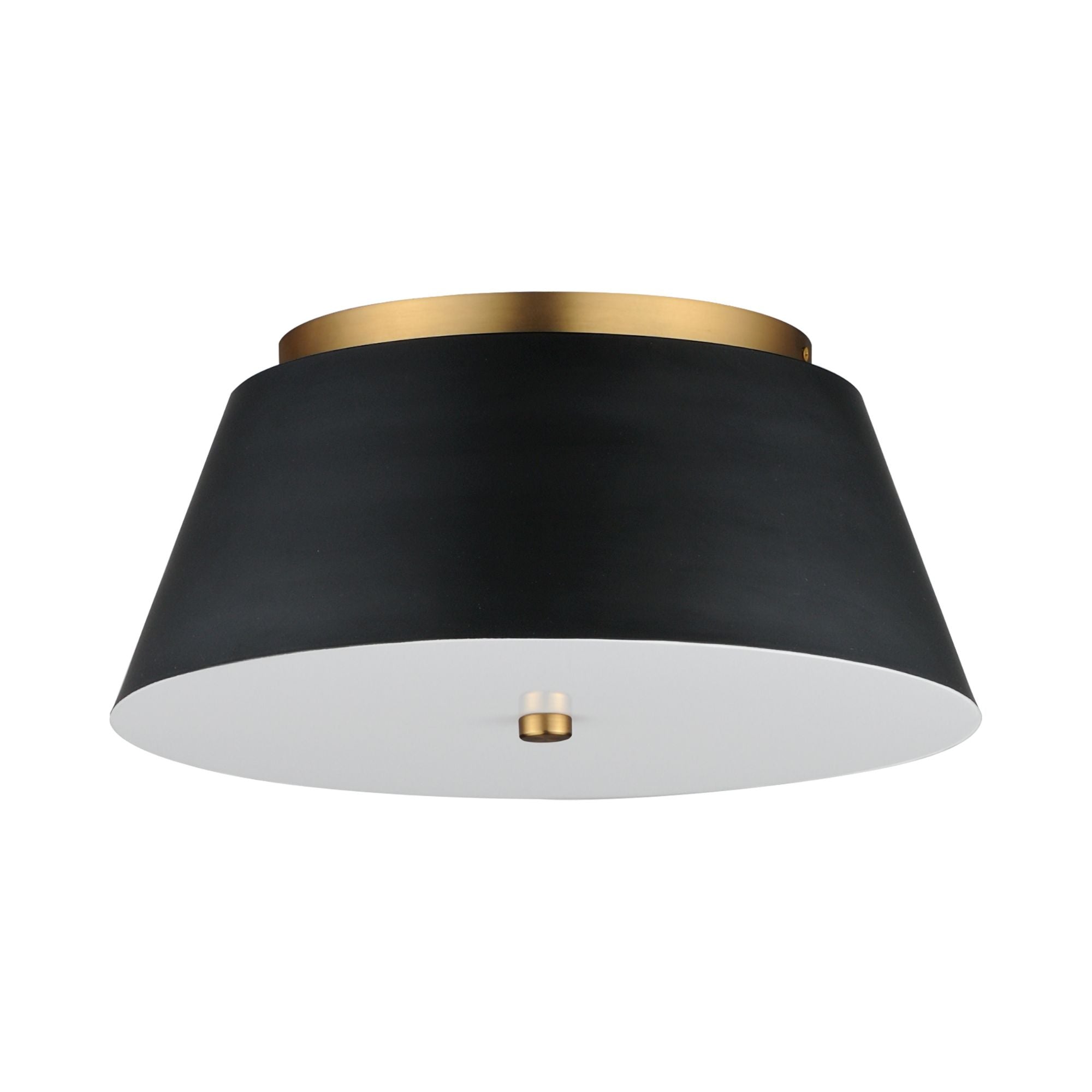 Miles 16" LED Flush Mount, Black & Aged Brass Finish