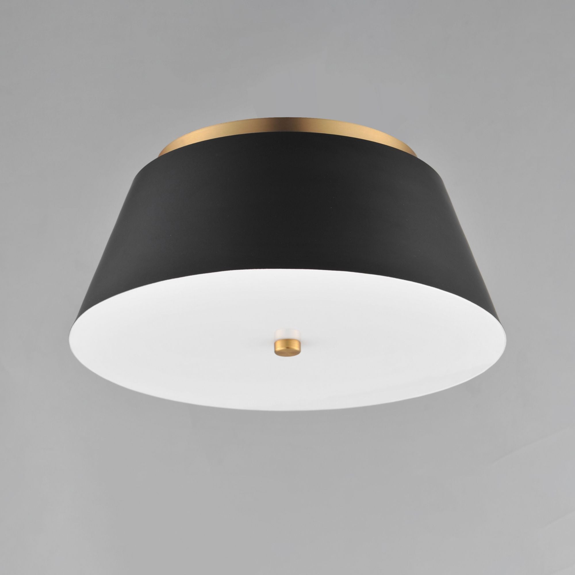 Miles 16" LED Flush Mount, Black & Aged Brass Finish
