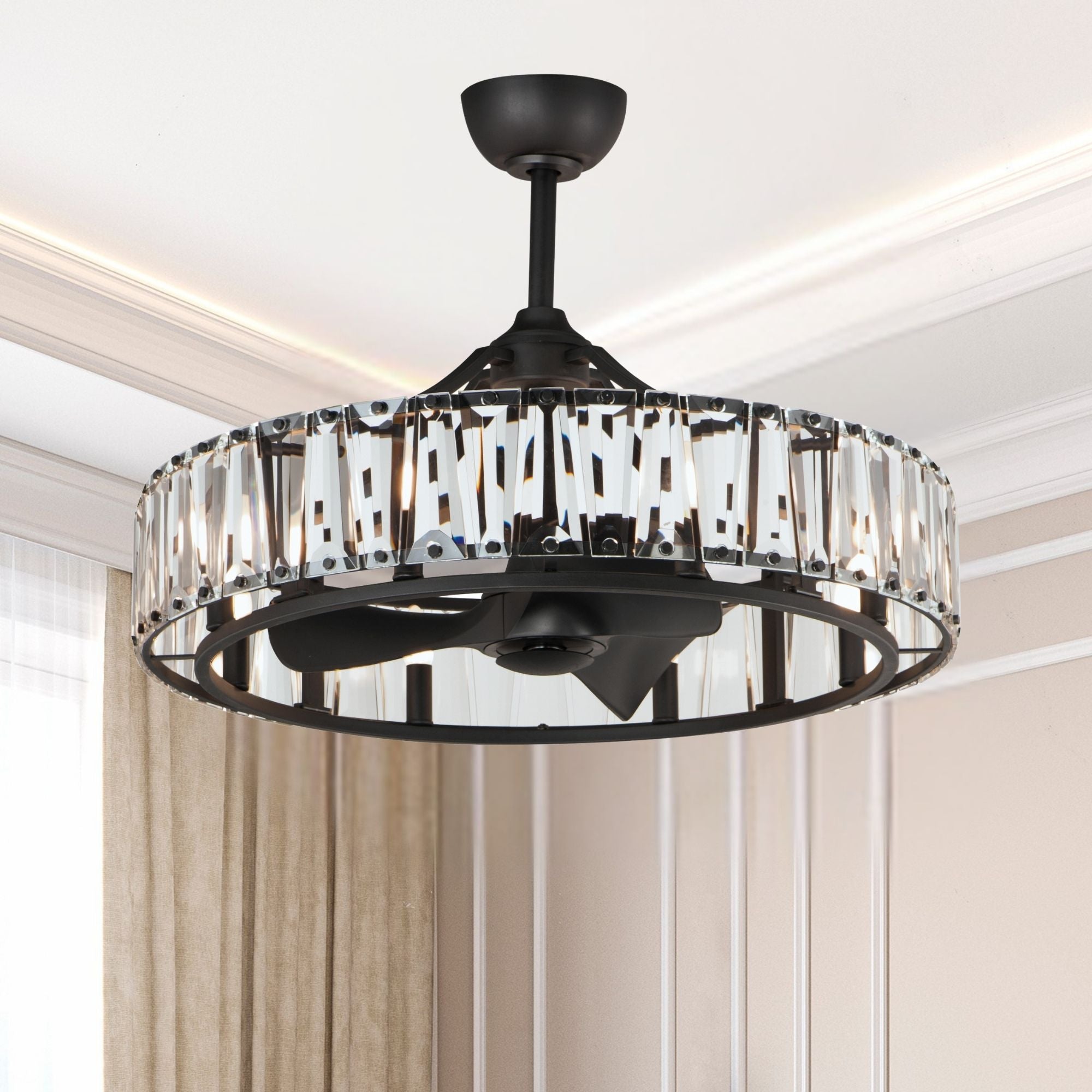 Odeon 8-Light Wifi-Enabled LED Fandelight 33 Inch Black Finish