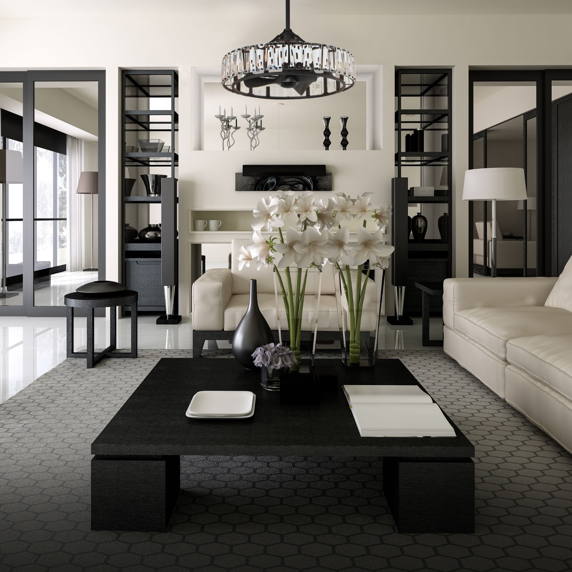 Maxim Lighting - Odeon 8-Light Wifi-Enabled LED Fandelight 33 Inch Black Finish | Bees Lighting