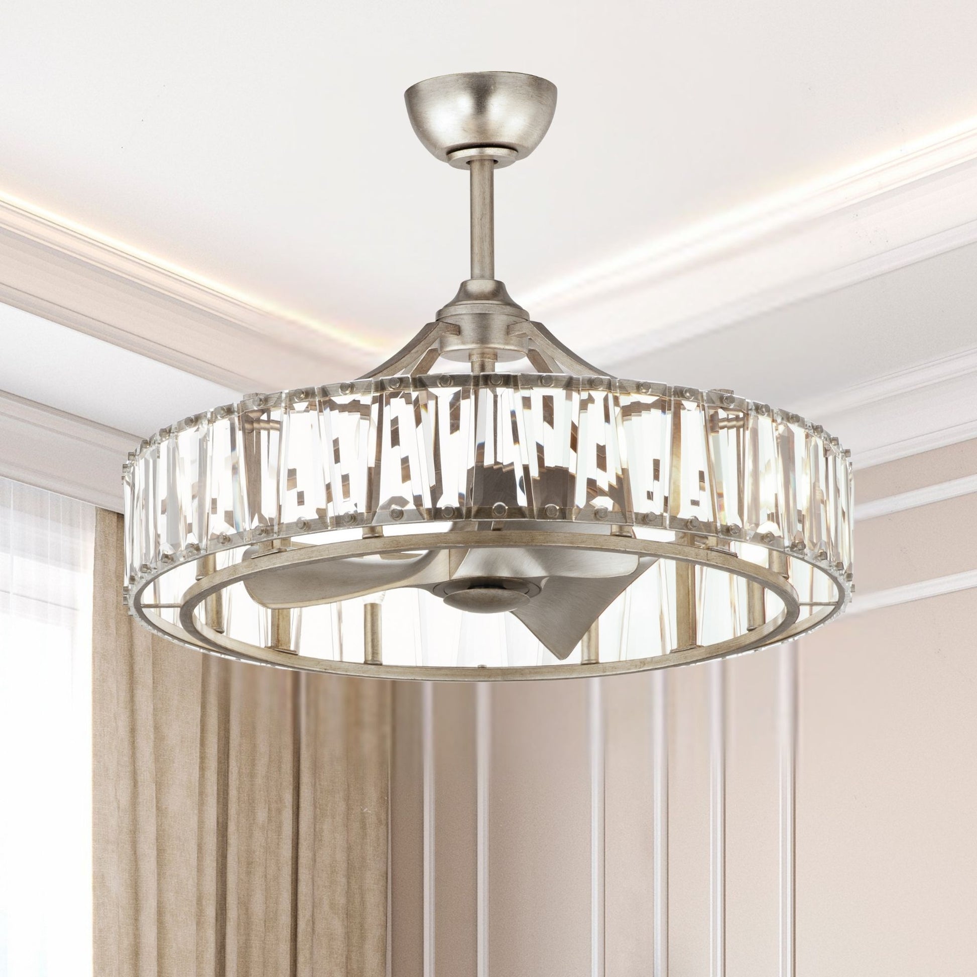 Maxim Lighting - Odeon 8-Light Wifi-Enabled LED Fandelight 33 Inch Golden Silver Finish | Bees Lighting