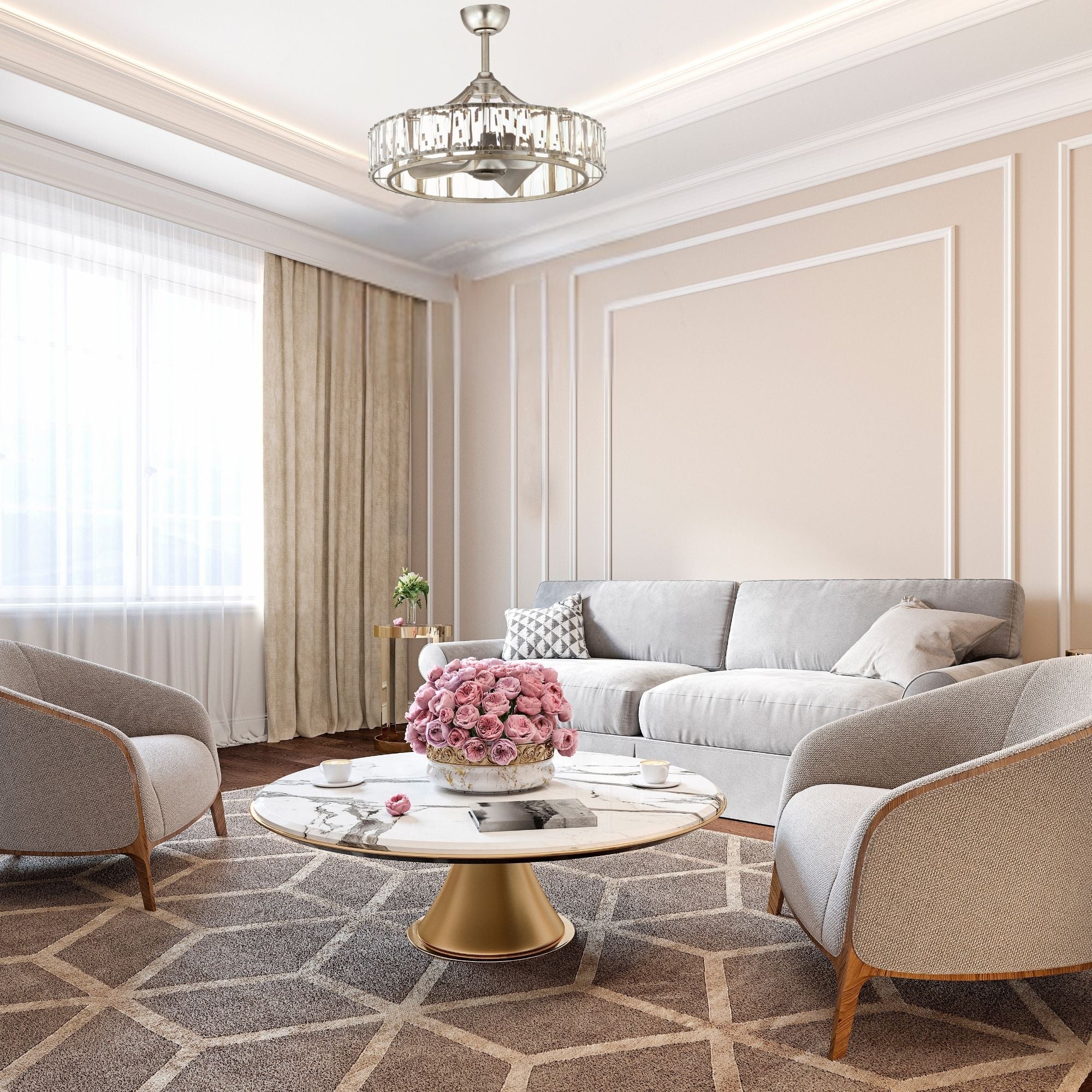 Maxim Lighting - Odeon 8-Light Wifi-Enabled LED Fandelight 33 Inch Golden Silver Finish | Bees Lighting