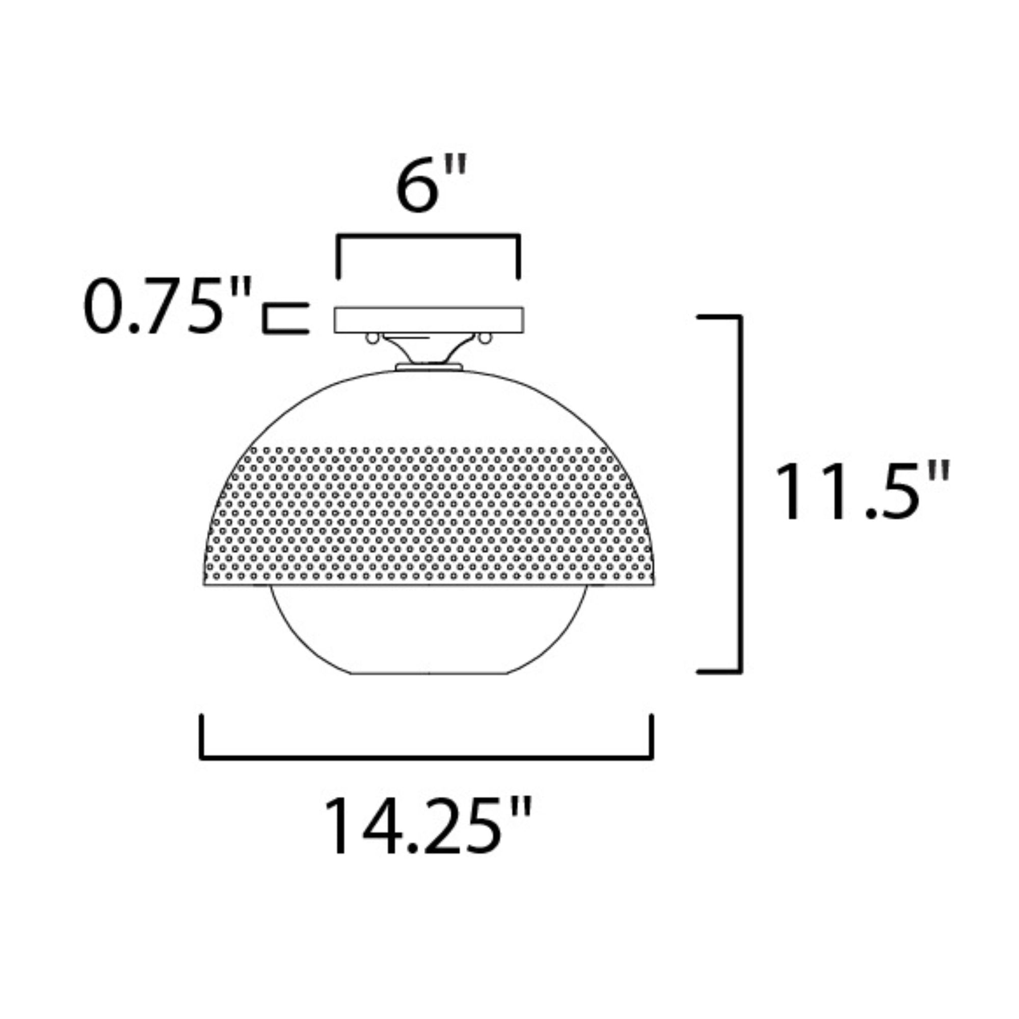 Perf 14" Flush Mount, Black & Satin Brass Finish