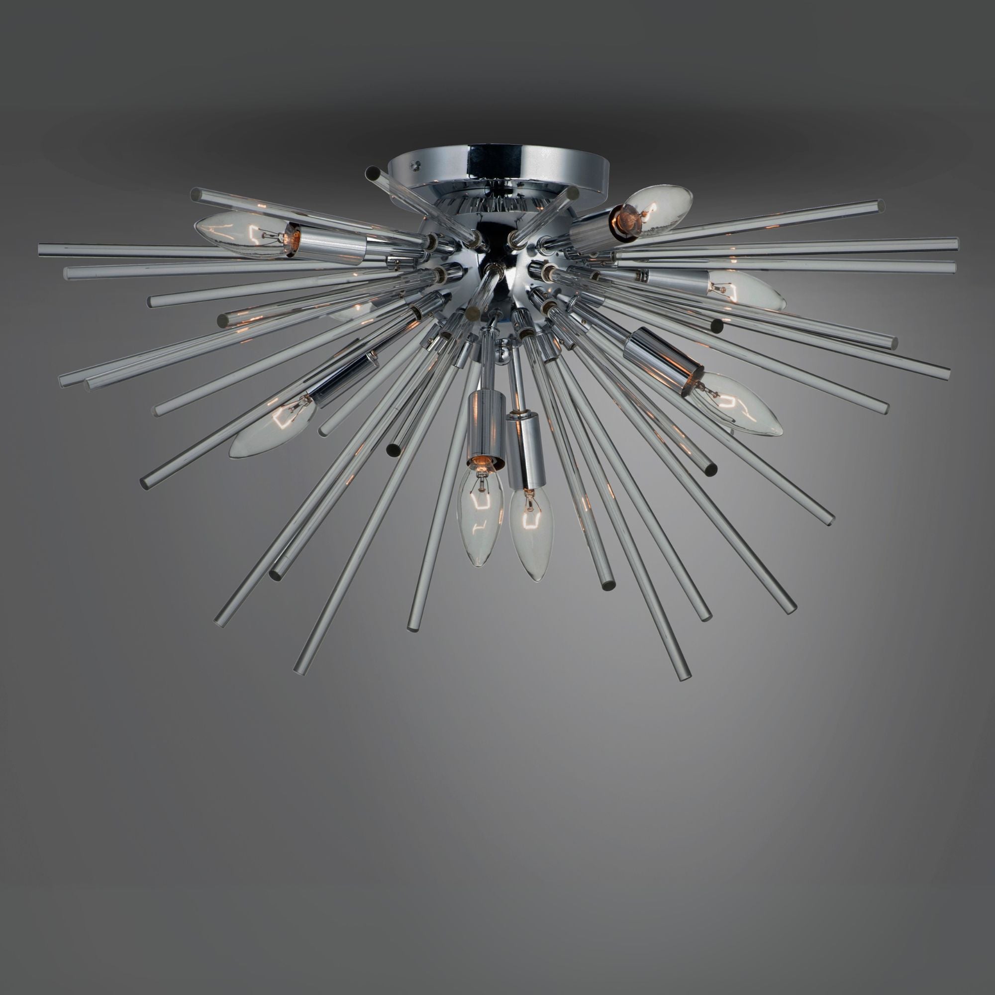 Polaris 25" 8-Light Flush Mount, Polished Chrome Finish