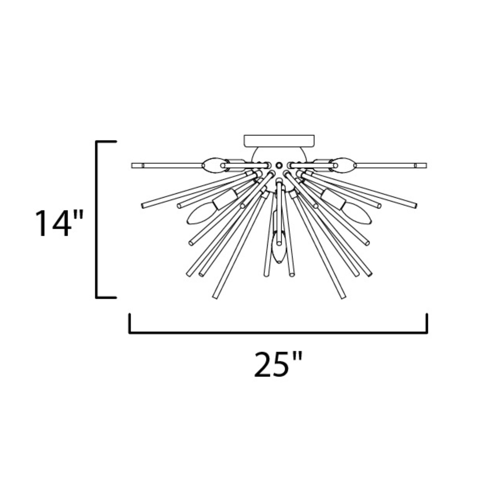 Polaris 25" 8-Light Flush Mount, Polished Chrome Finish