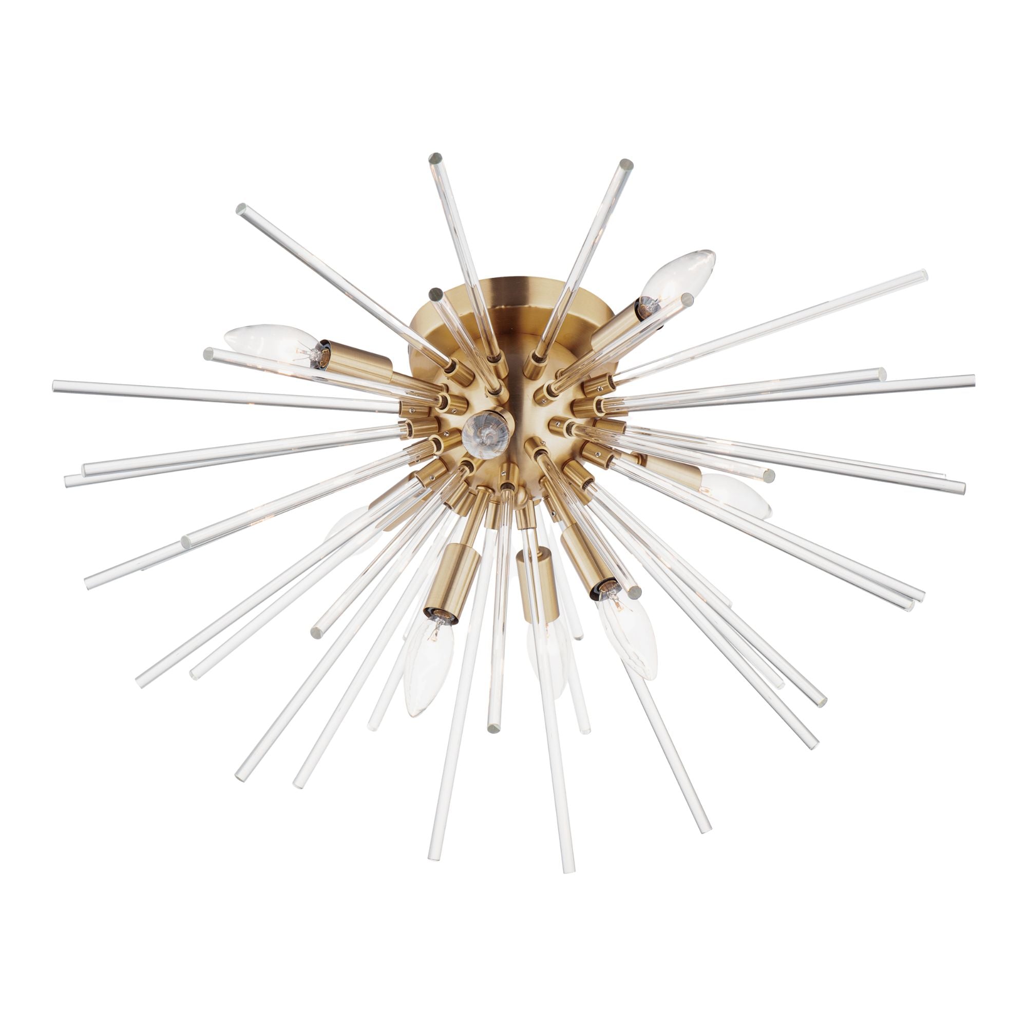Polaris 25" 8-Light Flush Mount, Satin Brass Finish