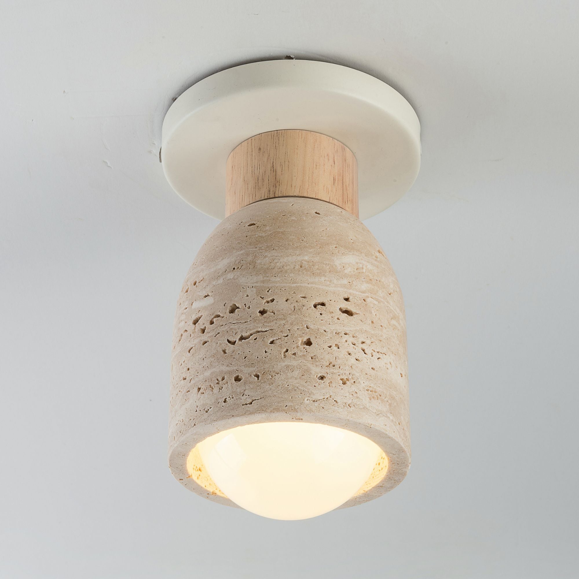 Pompeii 8" Flush Mount, Travertine / Oyster Finish