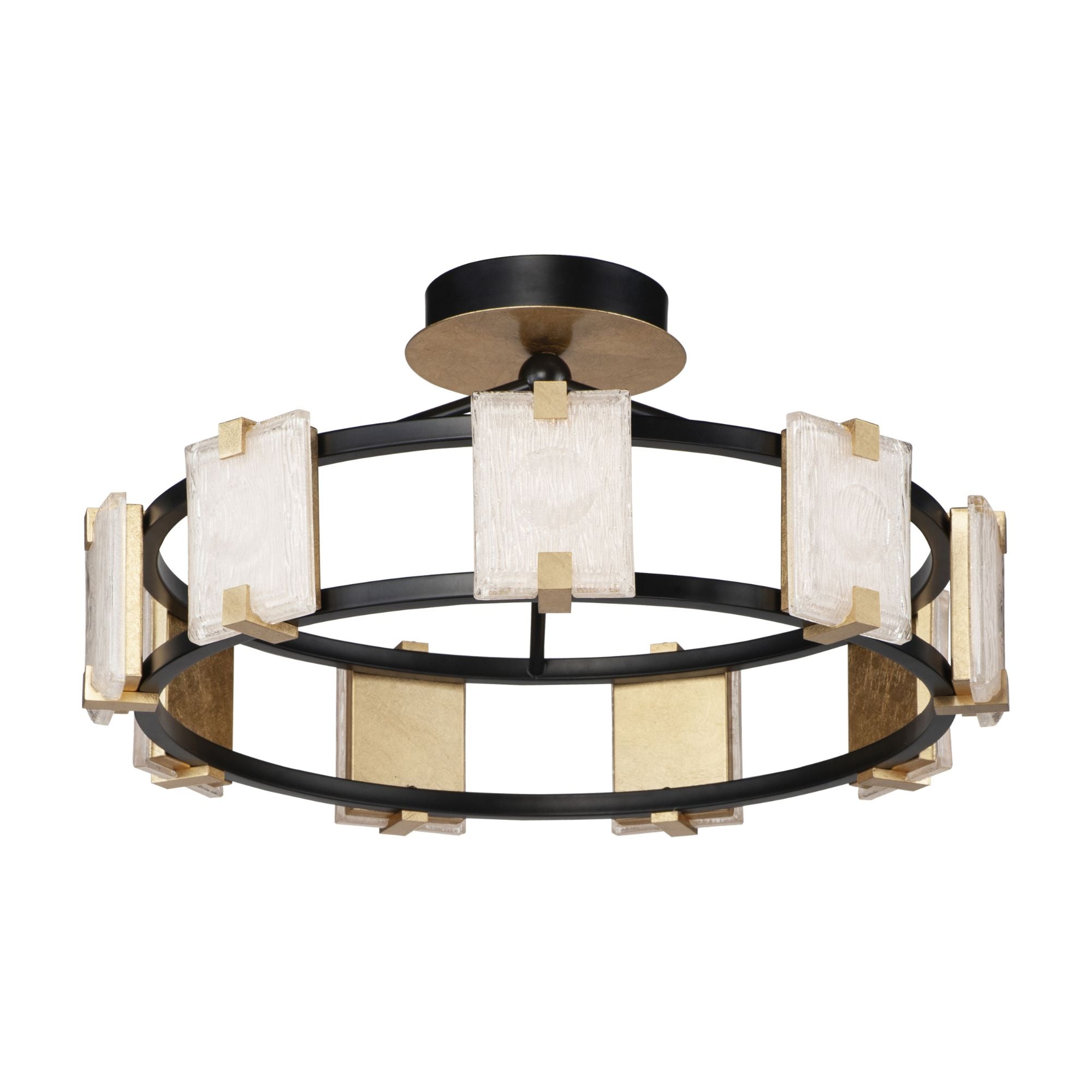 Radiant 27" LED Flush Mount, Black & Gold Leaf Finish