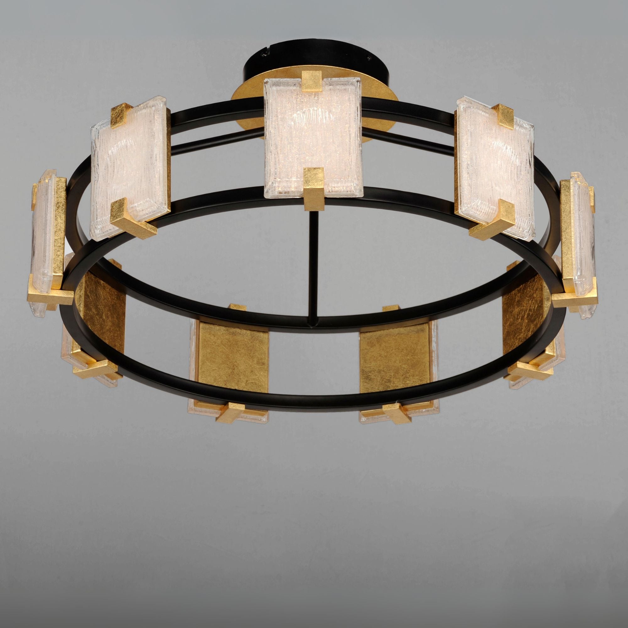 Radiant 27" LED Flush Mount, Black & Gold Leaf Finish