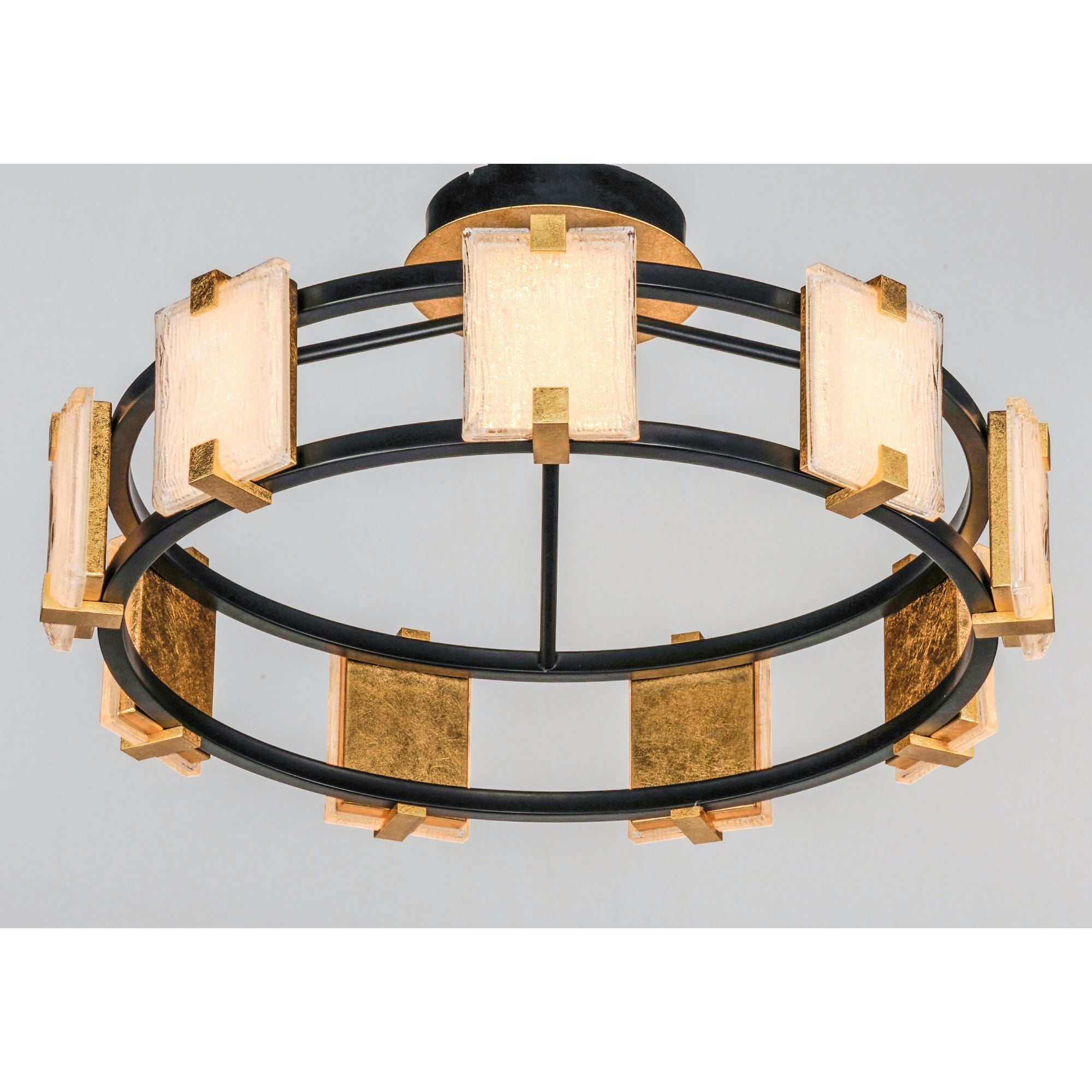 Radiant 27" LED Flush Mount, Black & Gold Leaf Finish