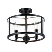 Sentinel 13" 3-Light Semi Flush Mount, Black Finish