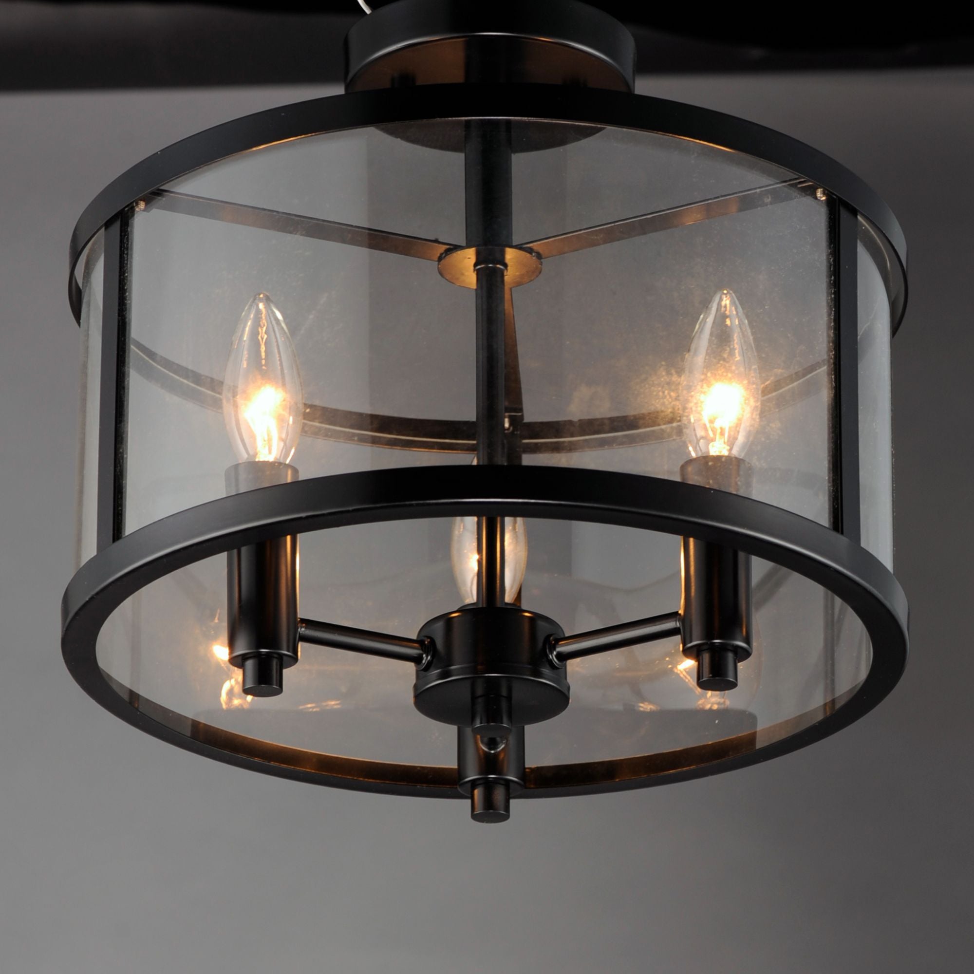 Sentinel 13" 3-Light Semi Flush Mount, Black Finish