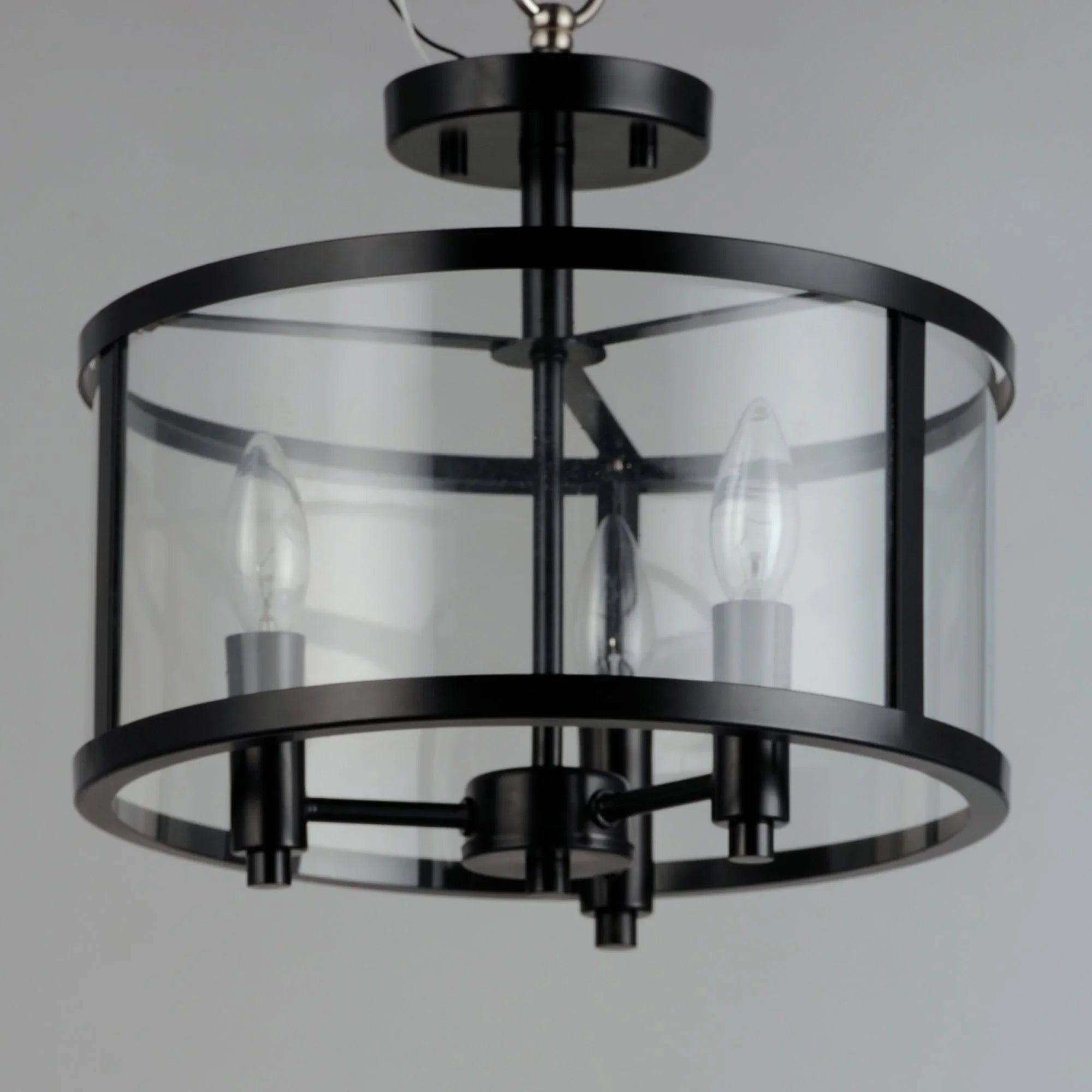 Sentinel 13" 3-Light Semi Flush Mount, Black Finish