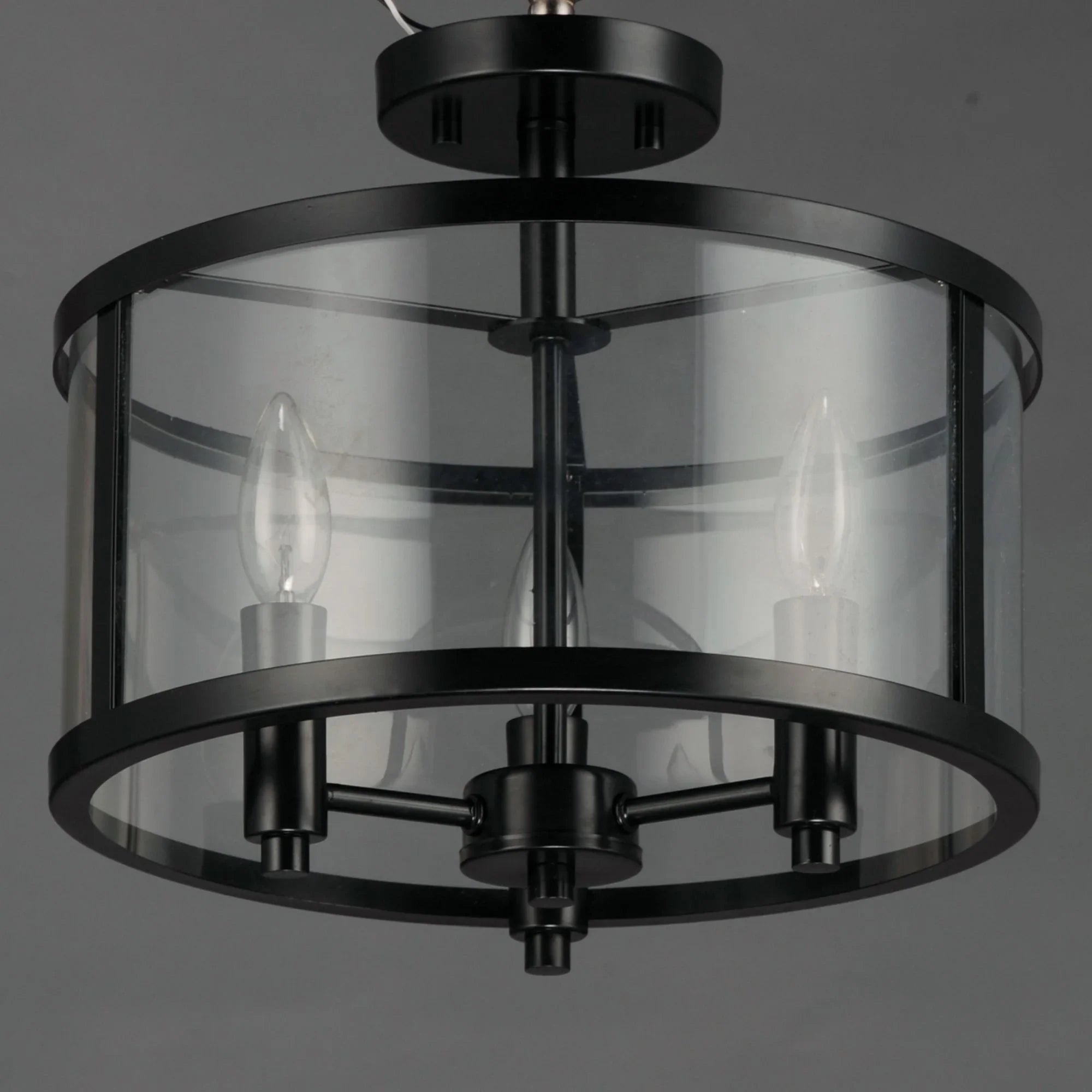 Sentinel 13" 3-Light Semi Flush Mount, Black Finish
