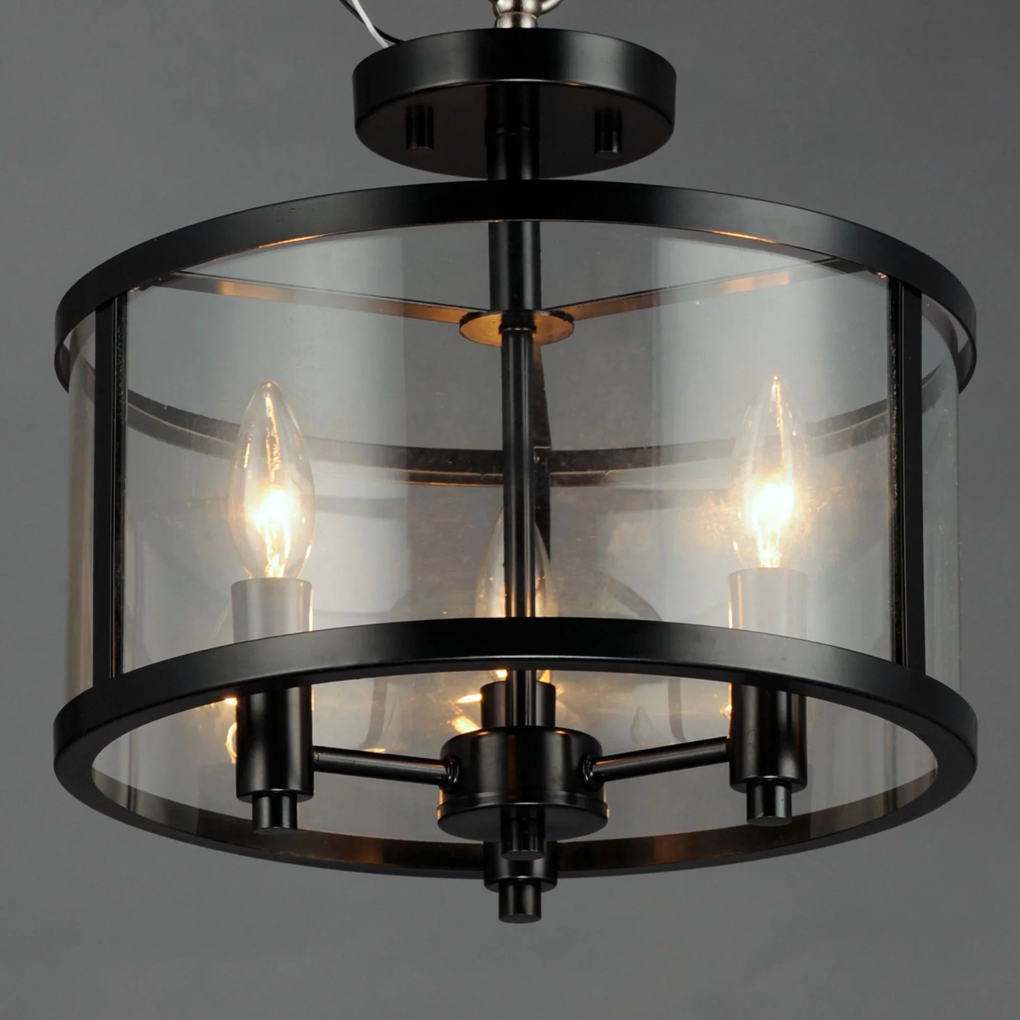 Sentinel 13" 3-Light Semi Flush Mount, Black Finish
