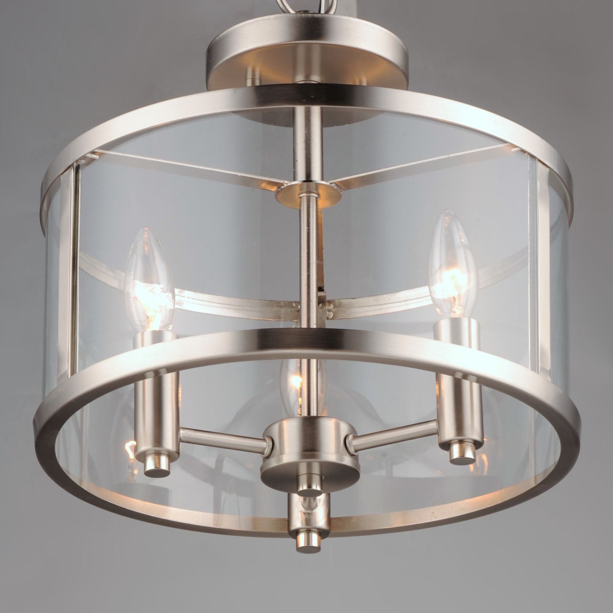 Sentinel 13" 3-Light Semi Flush Mount, Satin Nickel Finish
