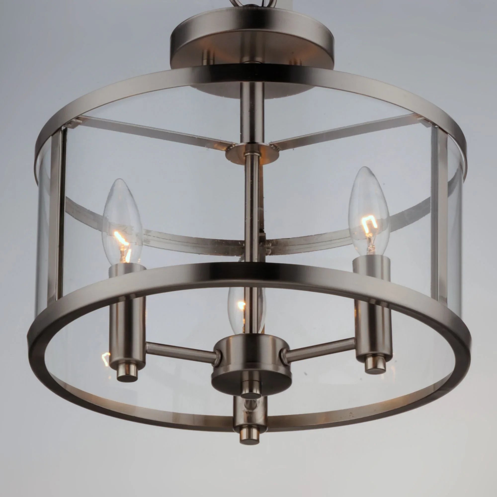 Sentinel 13" 3-Light Semi Flush Mount, Satin Nickel Finish