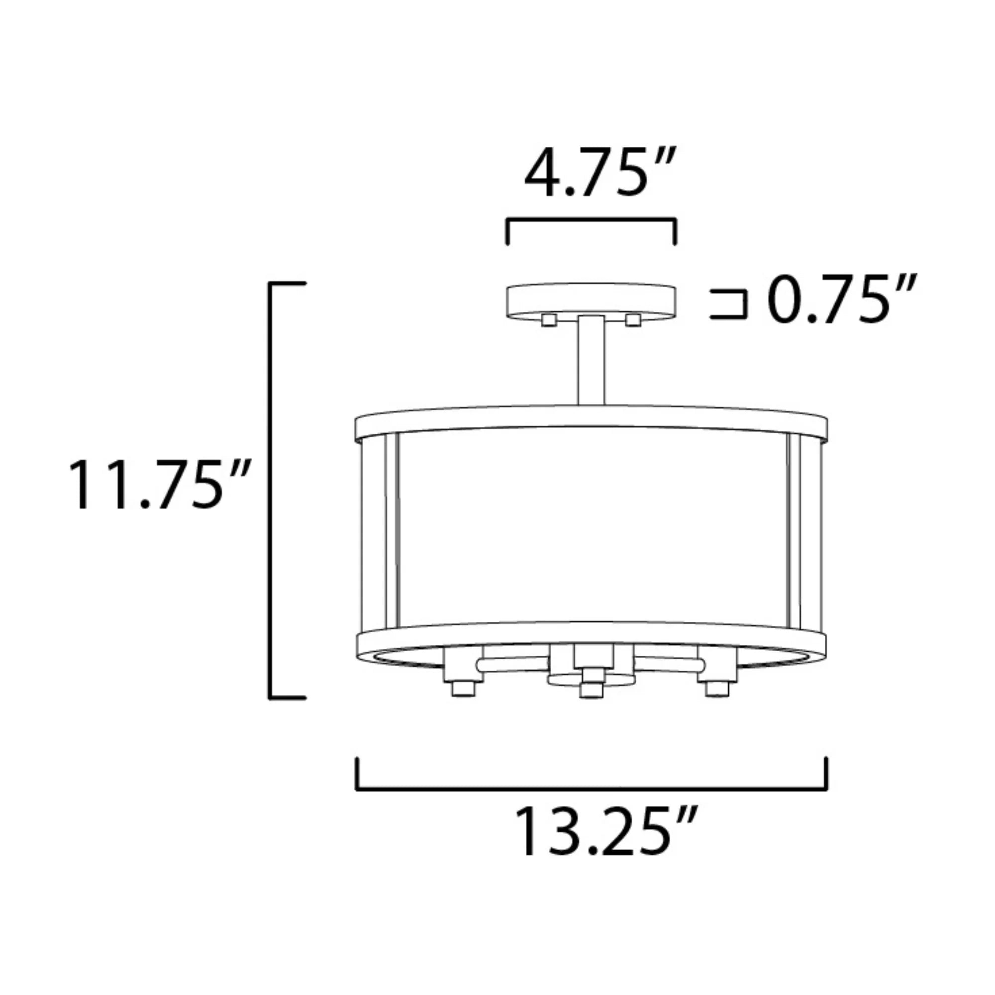 Sentinel 13" 3-Light Semi Flush Mount, Satin Nickel Finish