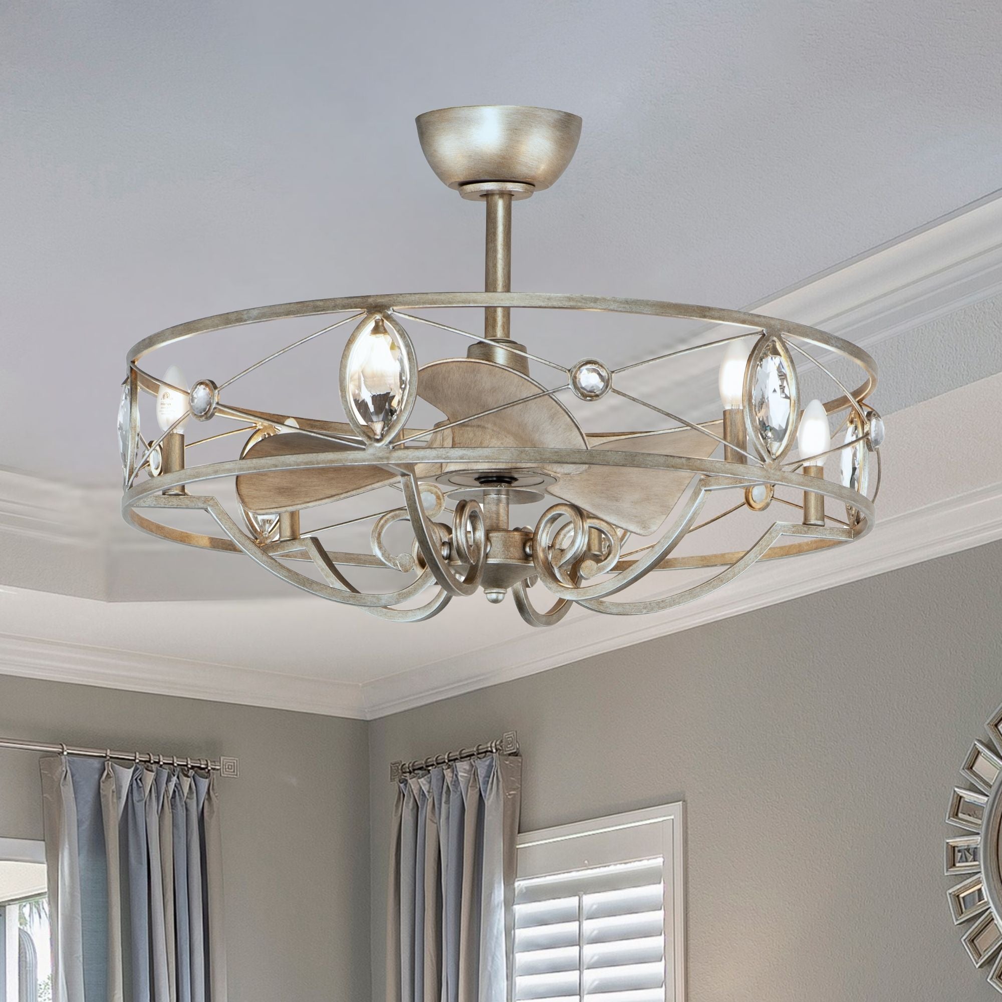 Solitaire 6-Light Wifi-Enabled LED Fandelight 31 Inch Silver Mist Finish