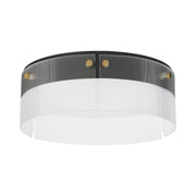 Spectre 17" LED Flush Mount, Black & Natural Aged Brass Finish