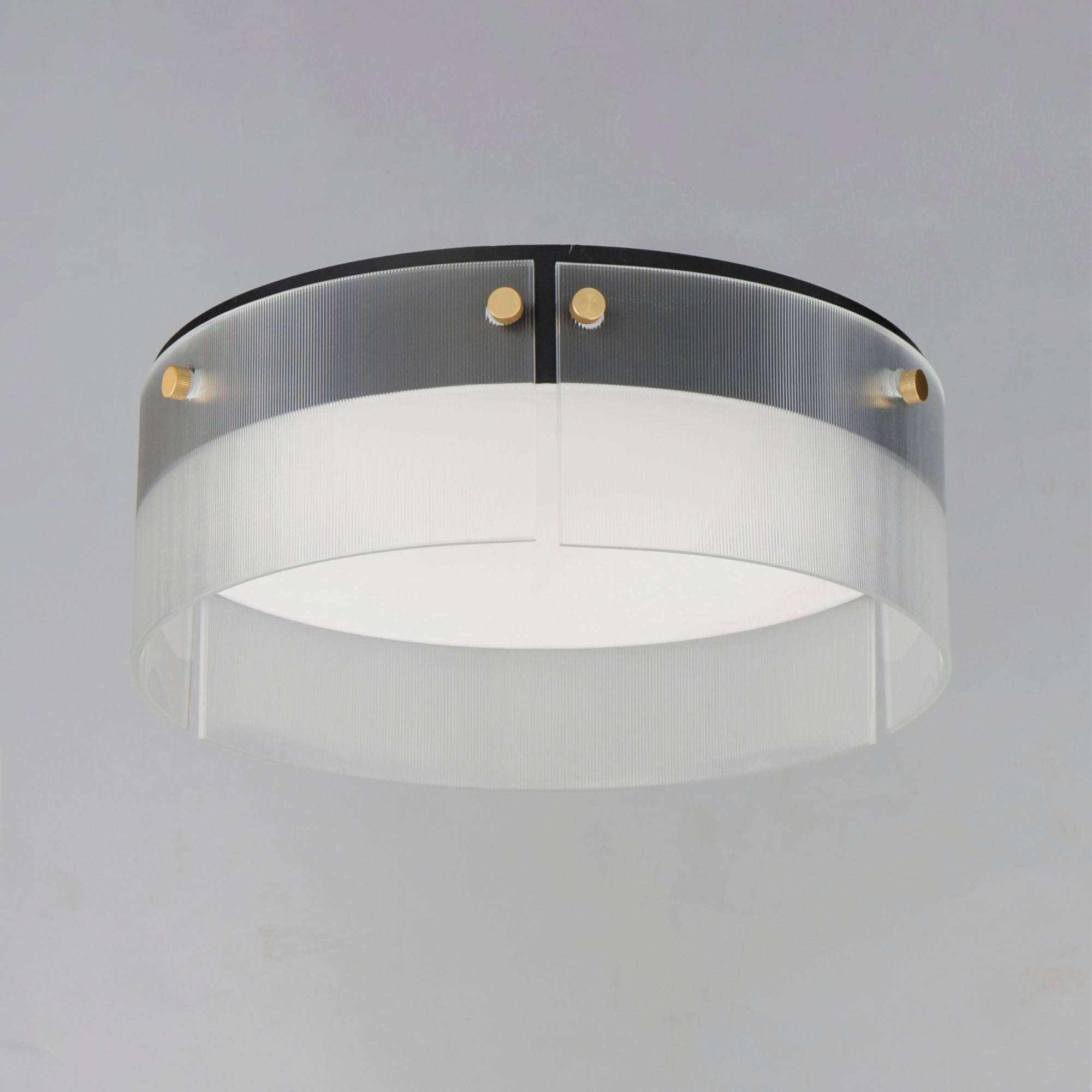 Spectre 17" LED Flush Mount, Black & Natural Aged Brass Finish