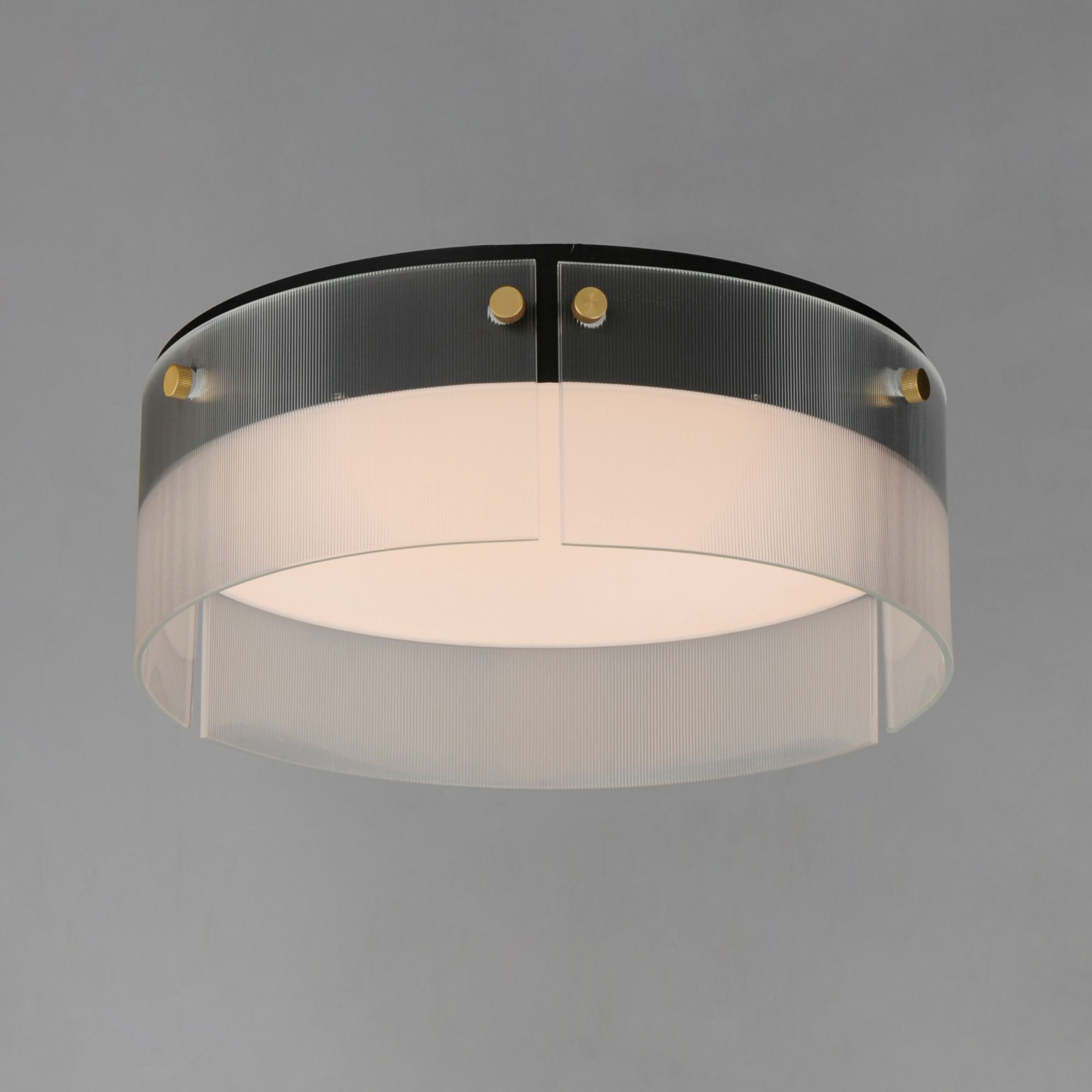 Spectre 17" LED Flush Mount, Black & Natural Aged Brass Finish