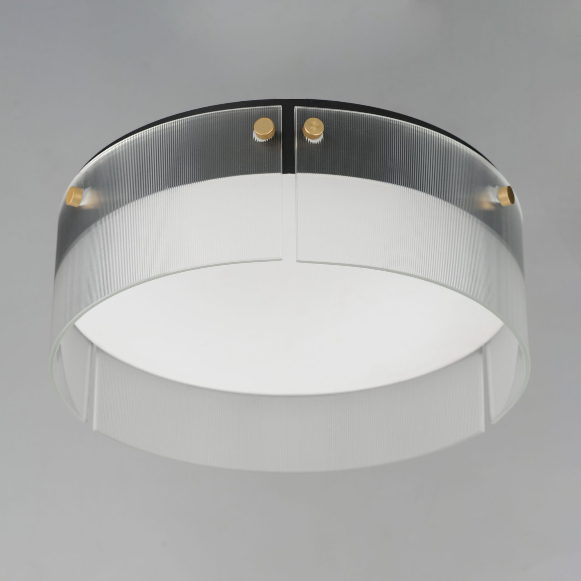 Spectre 17" LED Flush Mount, Black & Natural Aged Brass Finish