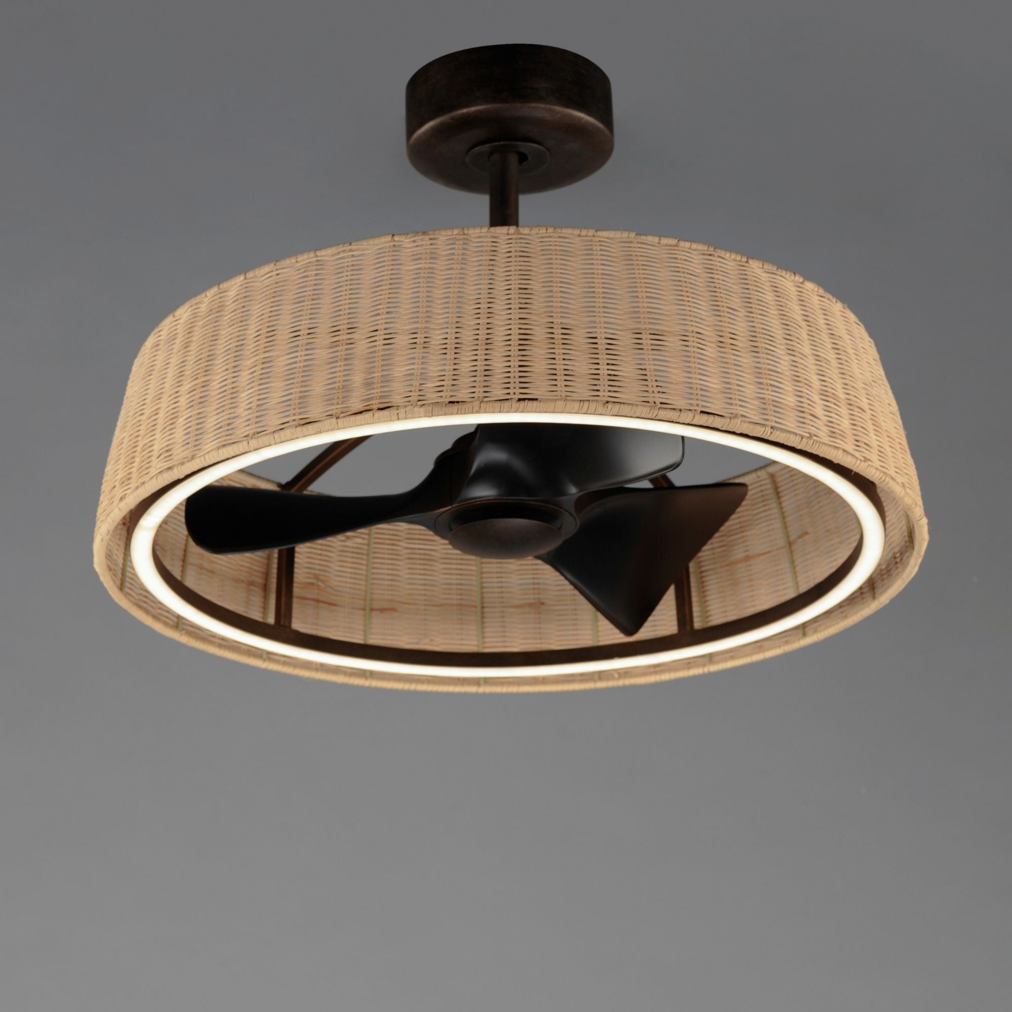 Maxim Lighting - Tulum 29" Wifi-Enabled LED Fandelight Dark Bronze with Natural Rattan Finish | Bees Lighting