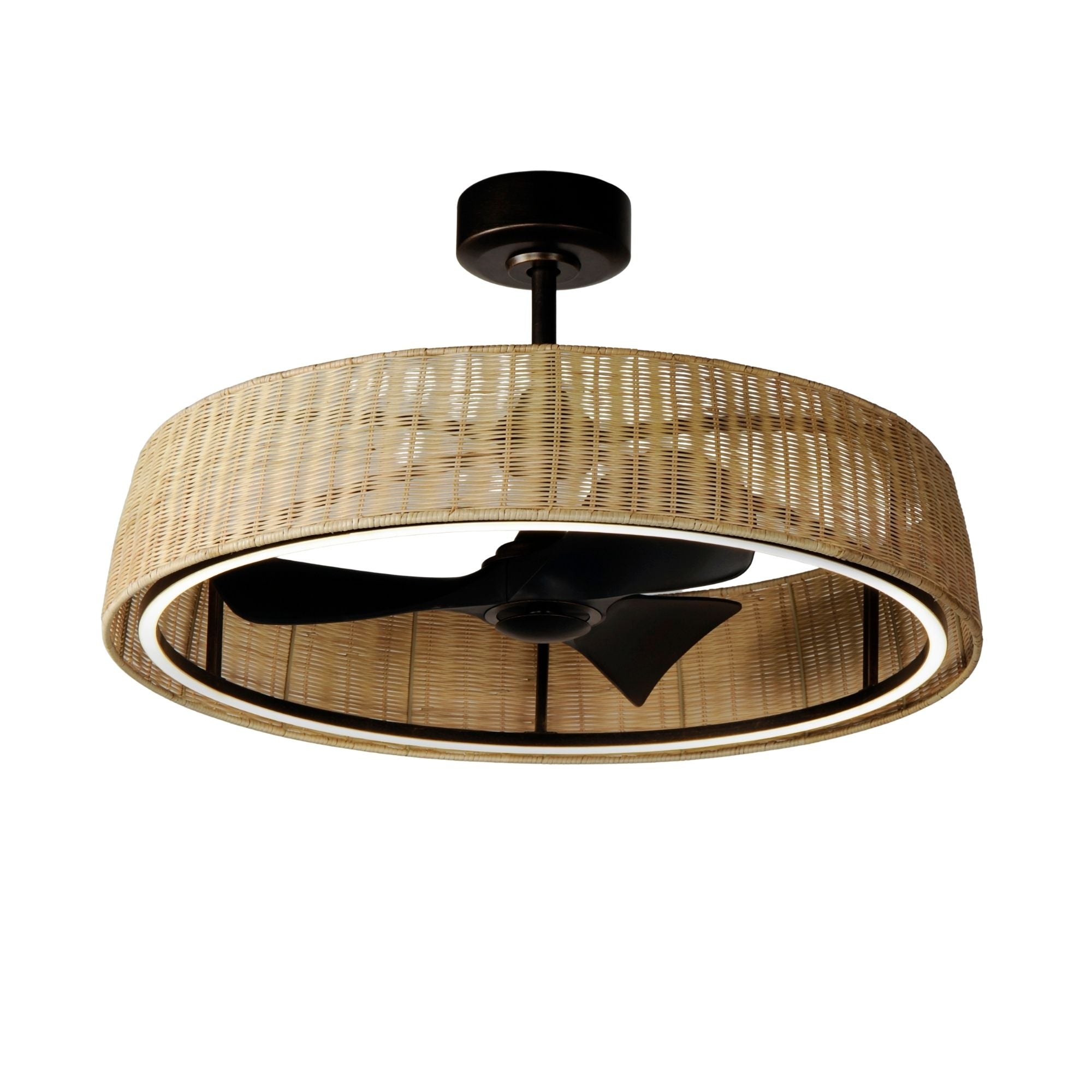 Tulum 36" Wifi-Enabled LED Fandelight Dark Bronze with Natural Rattan Finish