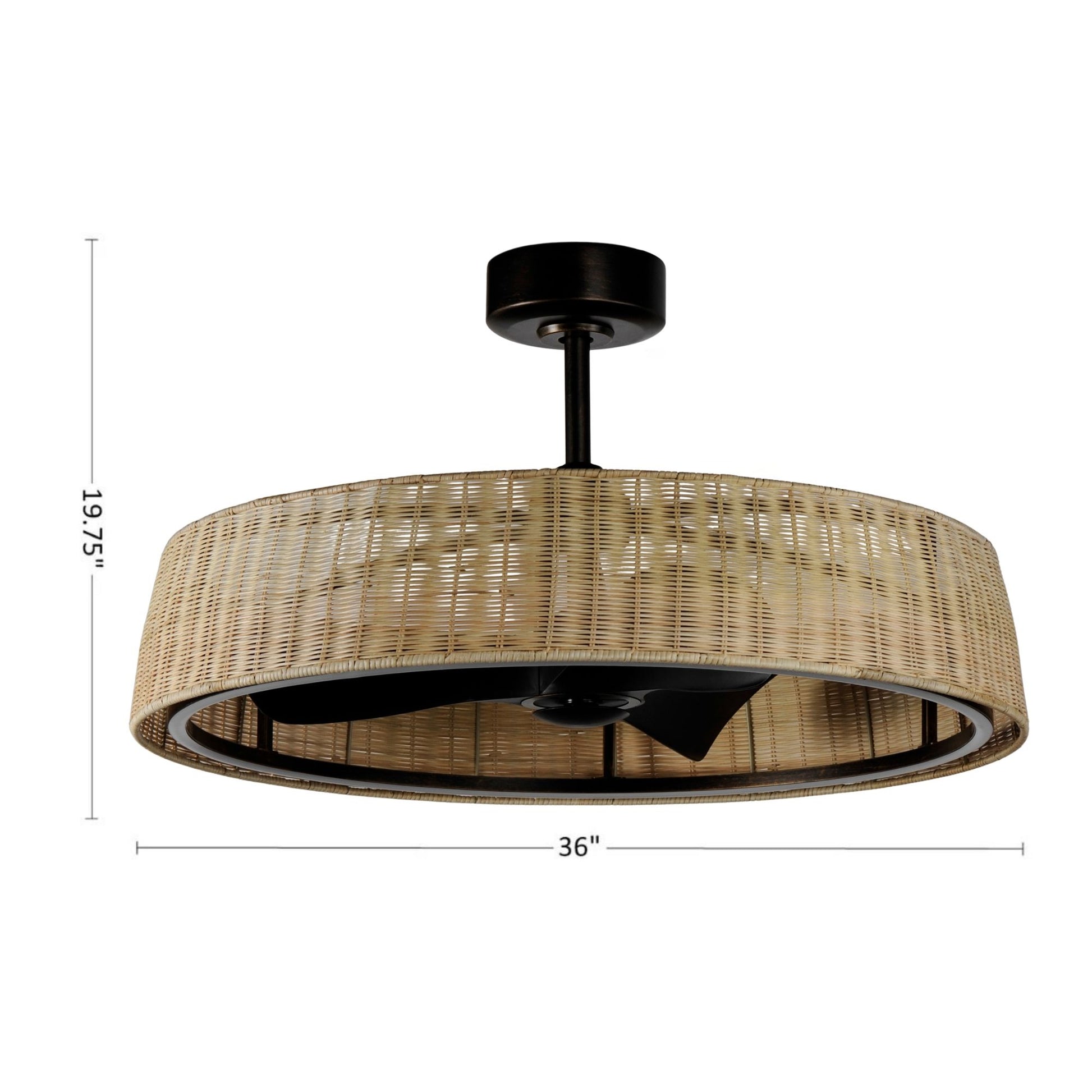 Maxim Lighting - Tulum 36" Wifi-Enabled LED Fandelight Dark Bronze with Natural Rattan Finish | Bees Lighting