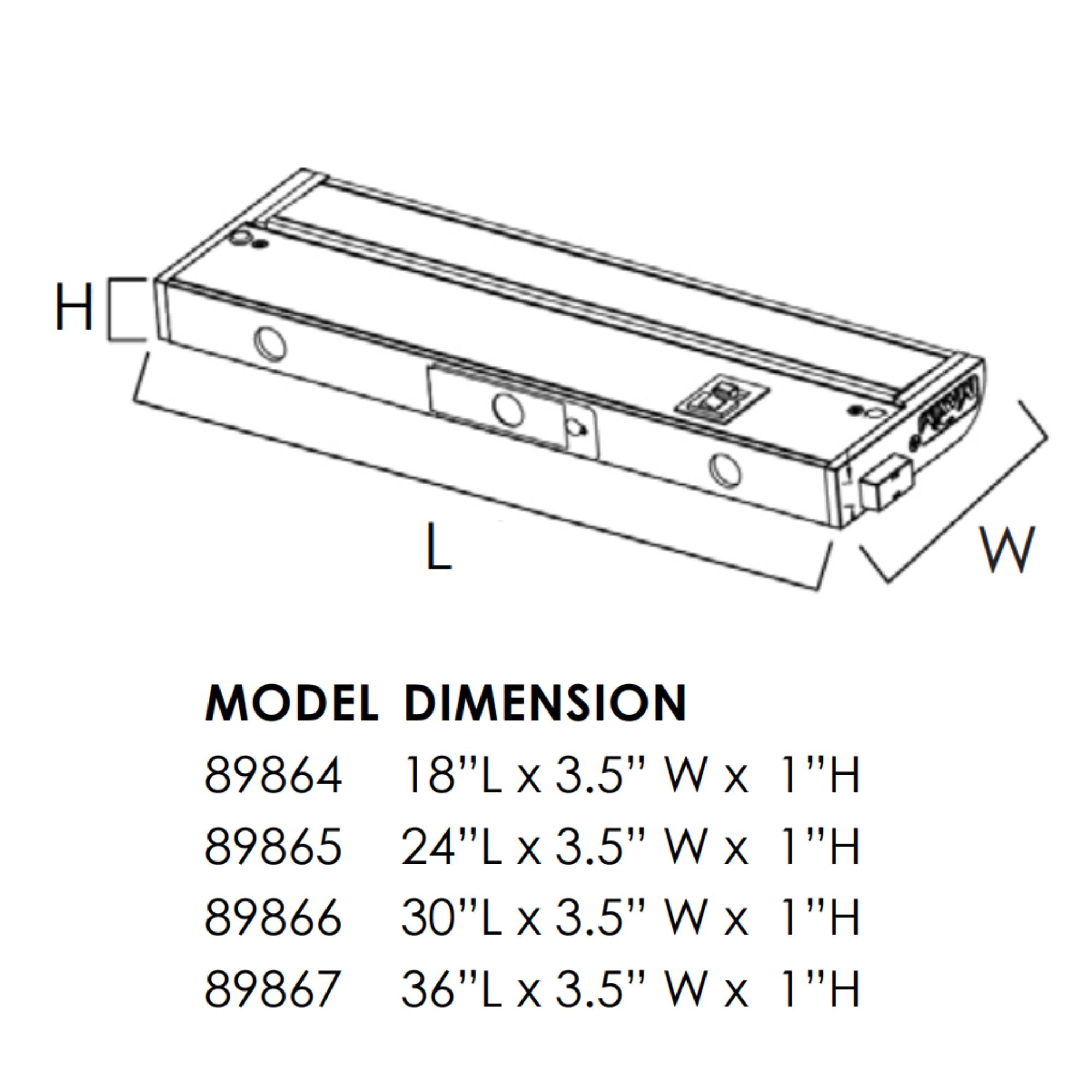 CounterMax 5K 18" LED Under Cabinet Light with Two Receptacles, Selectable CCT, 10 Watts, 120V, Bronze
