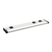 CounterMax 5K 18" LED Under Cabinet Light with Two Receptacles, Selectable CCT, 10 Watts, 120V, Nickel