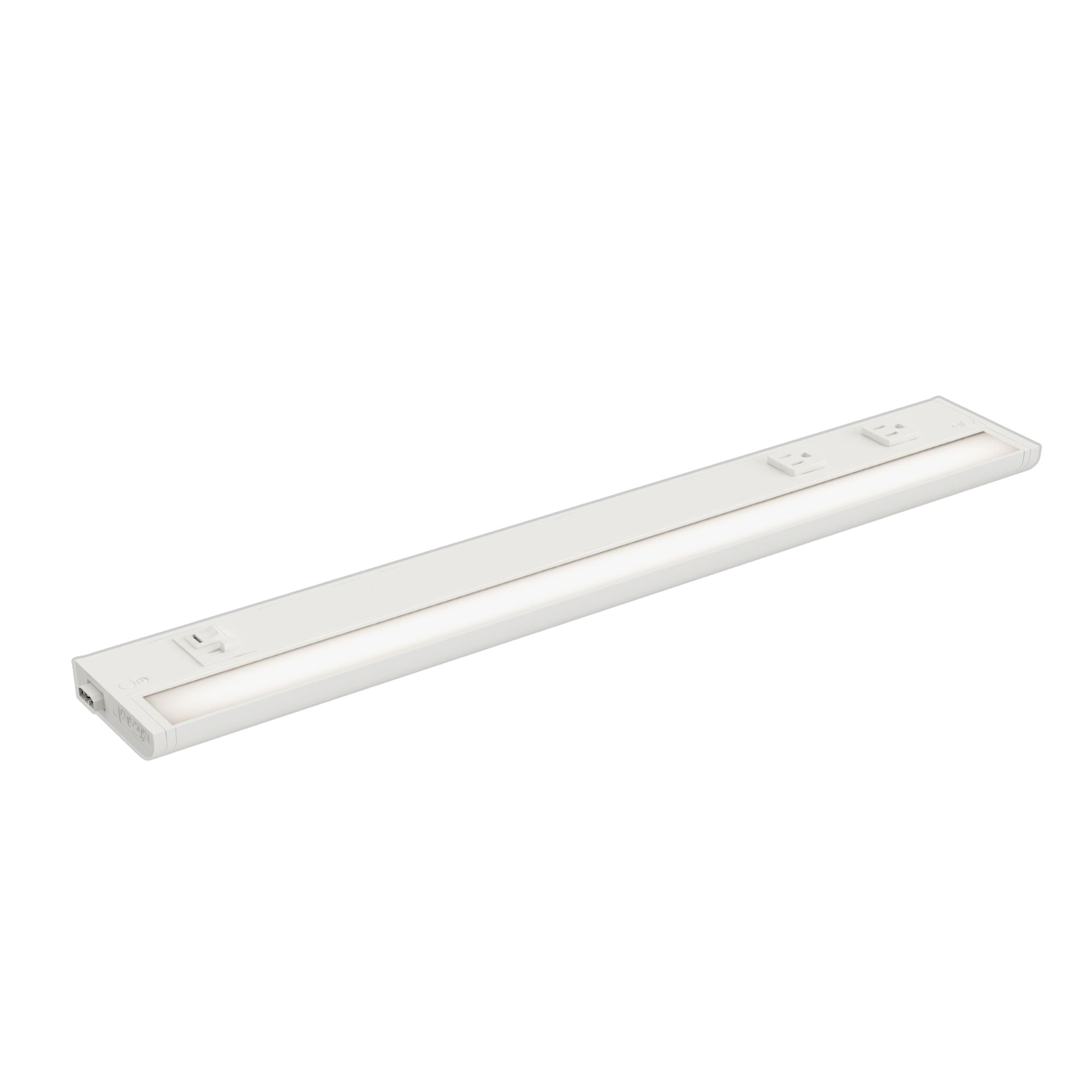 CounterMax 5K 24" LED Under Cabinet Light with Two Receptacles, Selectable CCT, 13 Watts, 120V, White