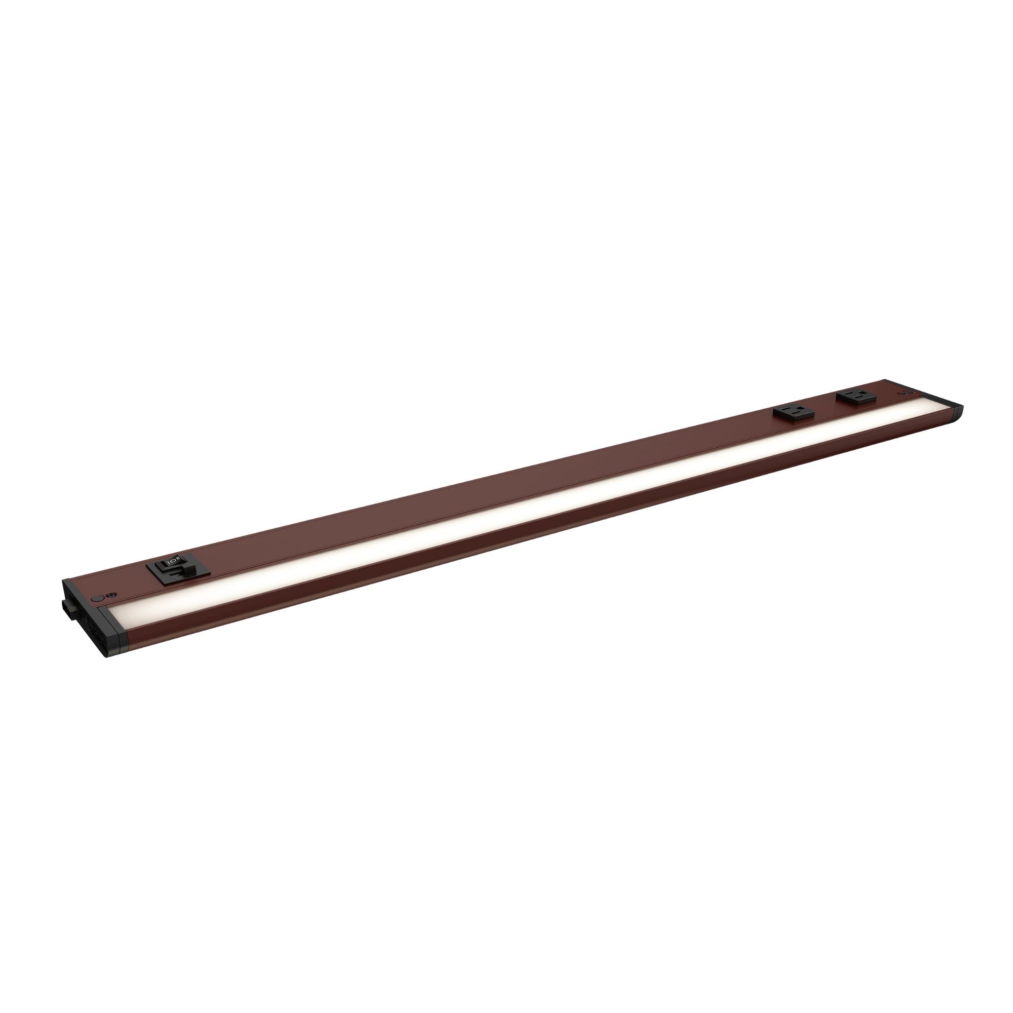 CounterMax 5K 30" Under Cabinet LED Light with Two Receptacles, Selectable CCT, 15 Watts, 120V, Bronze
